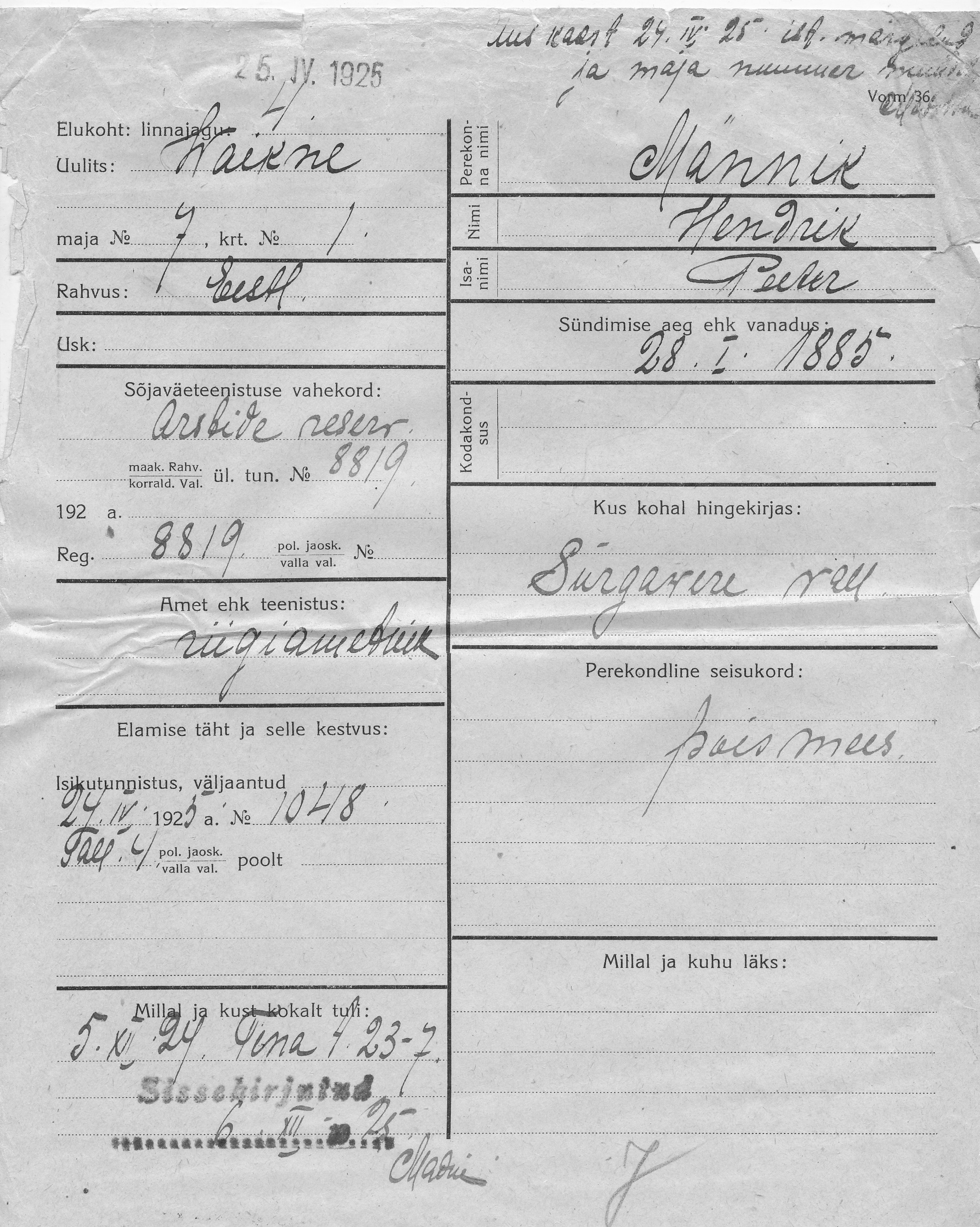 Männik, Hendrik, Peeter