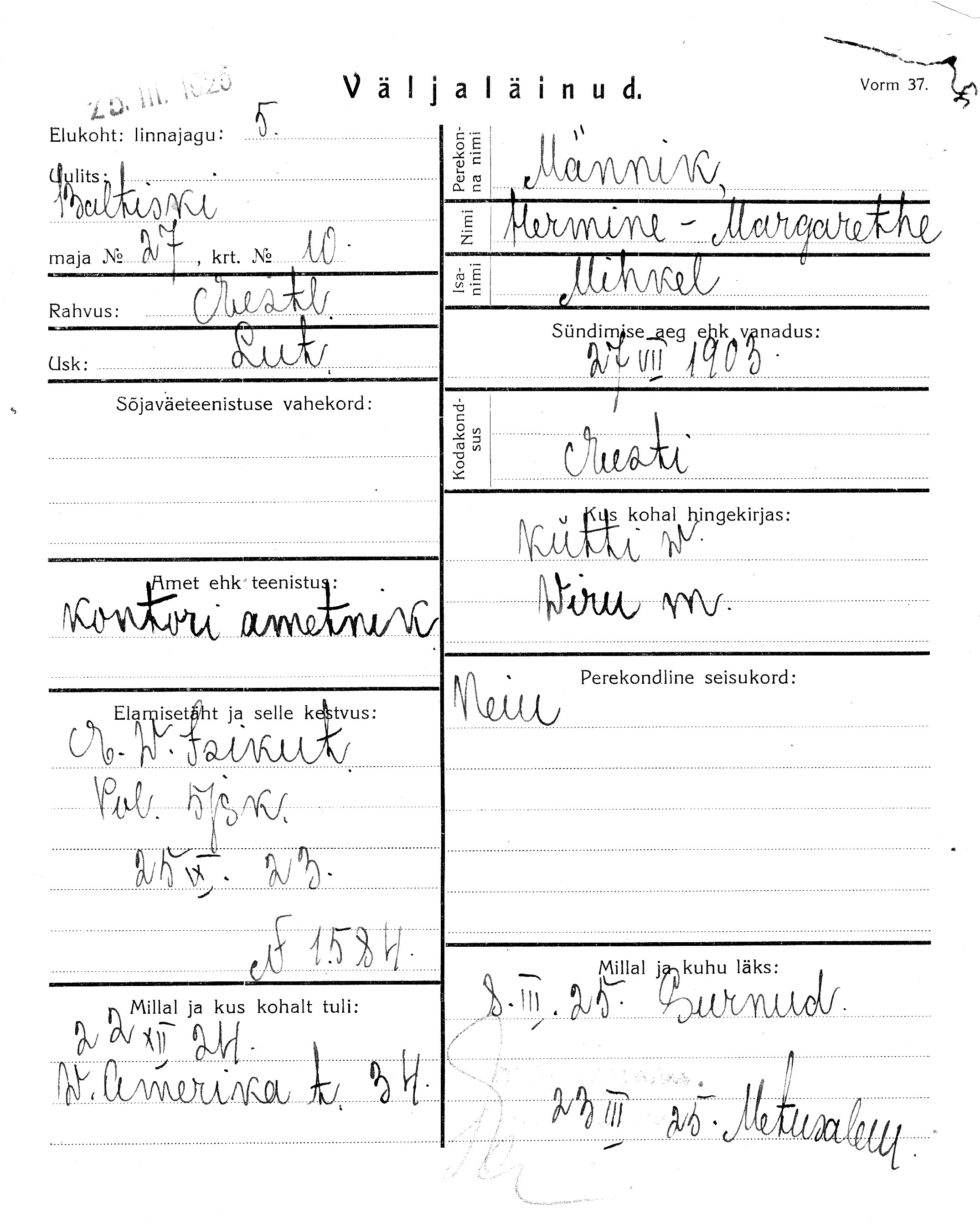 Männik, Hermine-Margarethe, Mihkel