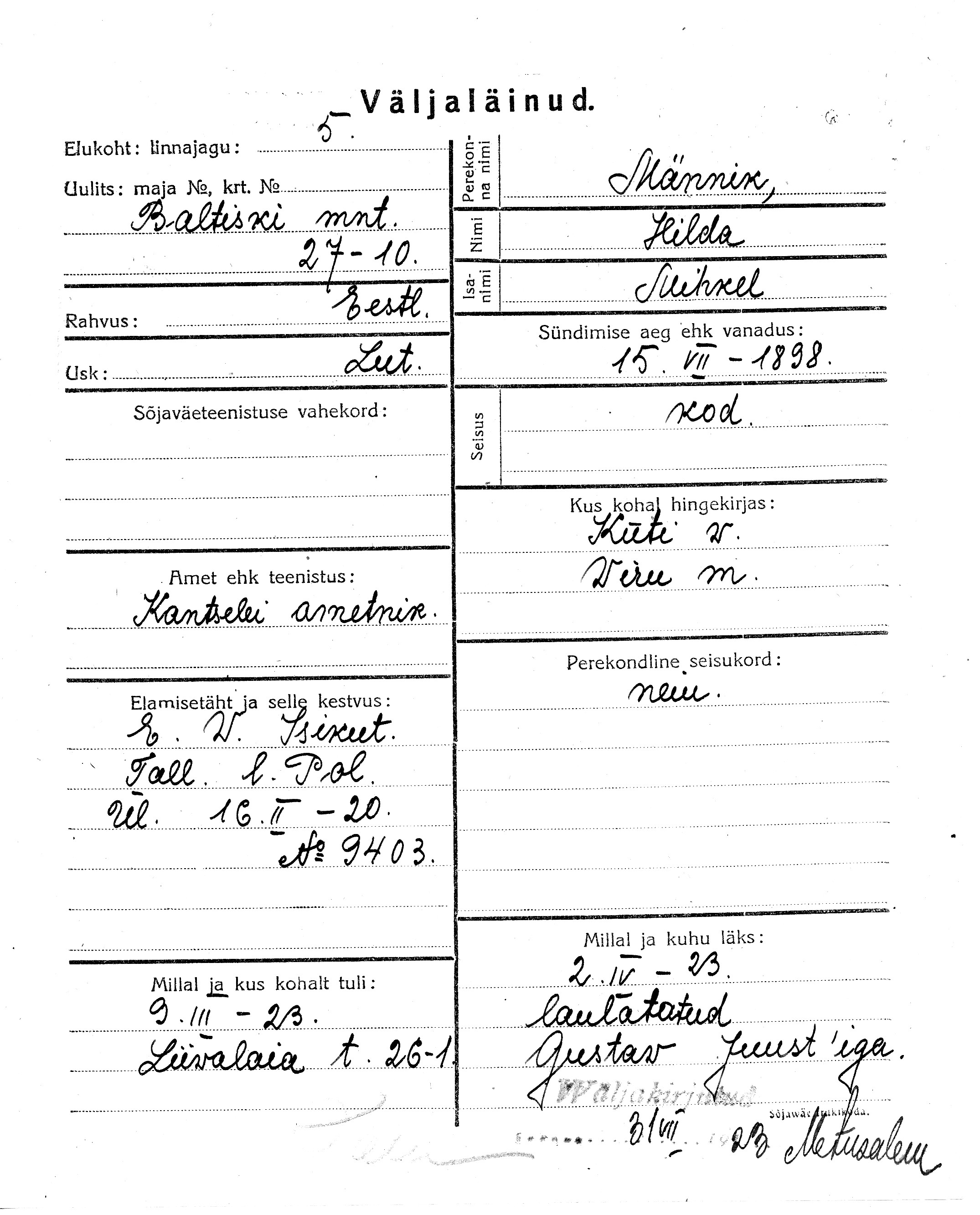 Männik, Hilda, Mihkel