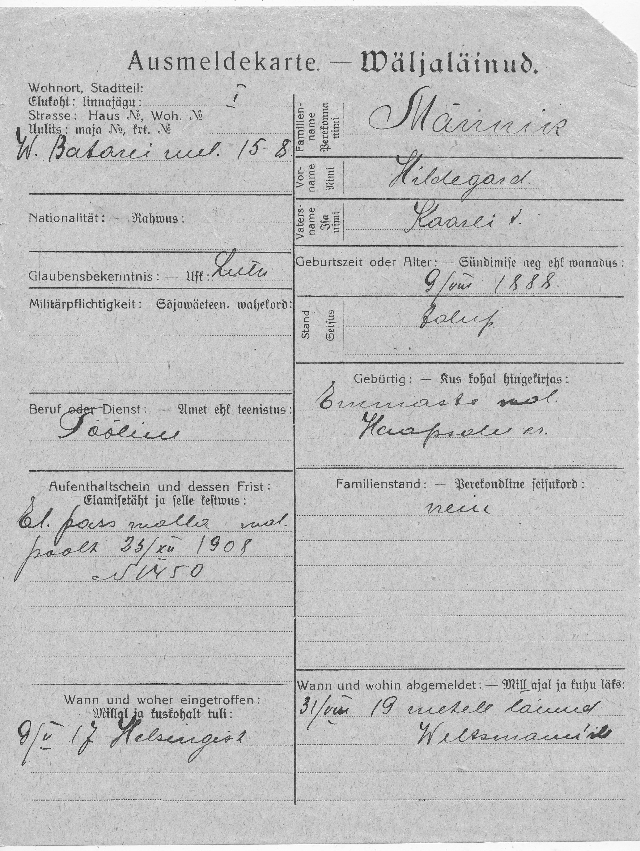 Männik, Hildegard, Kaarel