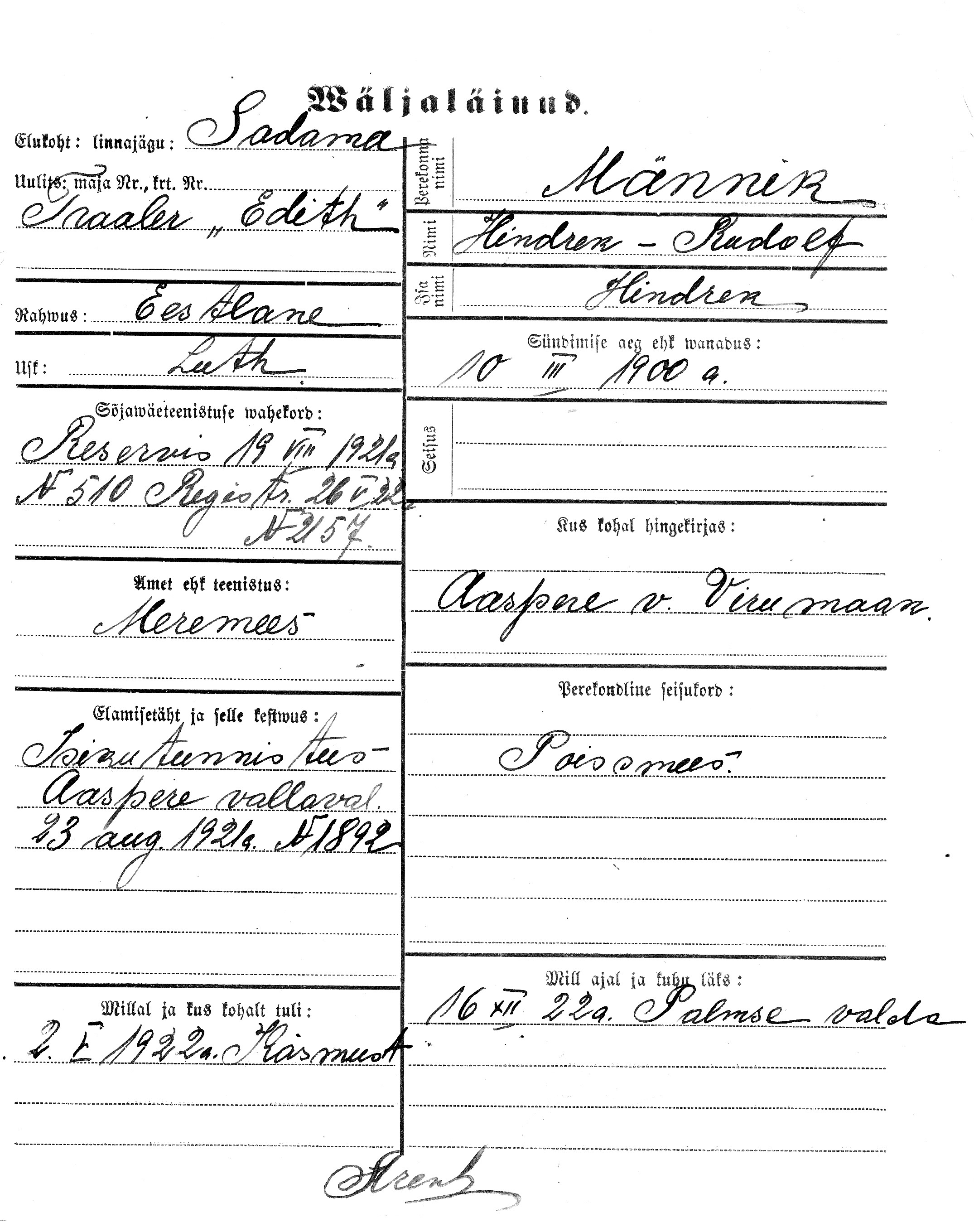 Männik, Hindrek-Rudolf, Hindrek