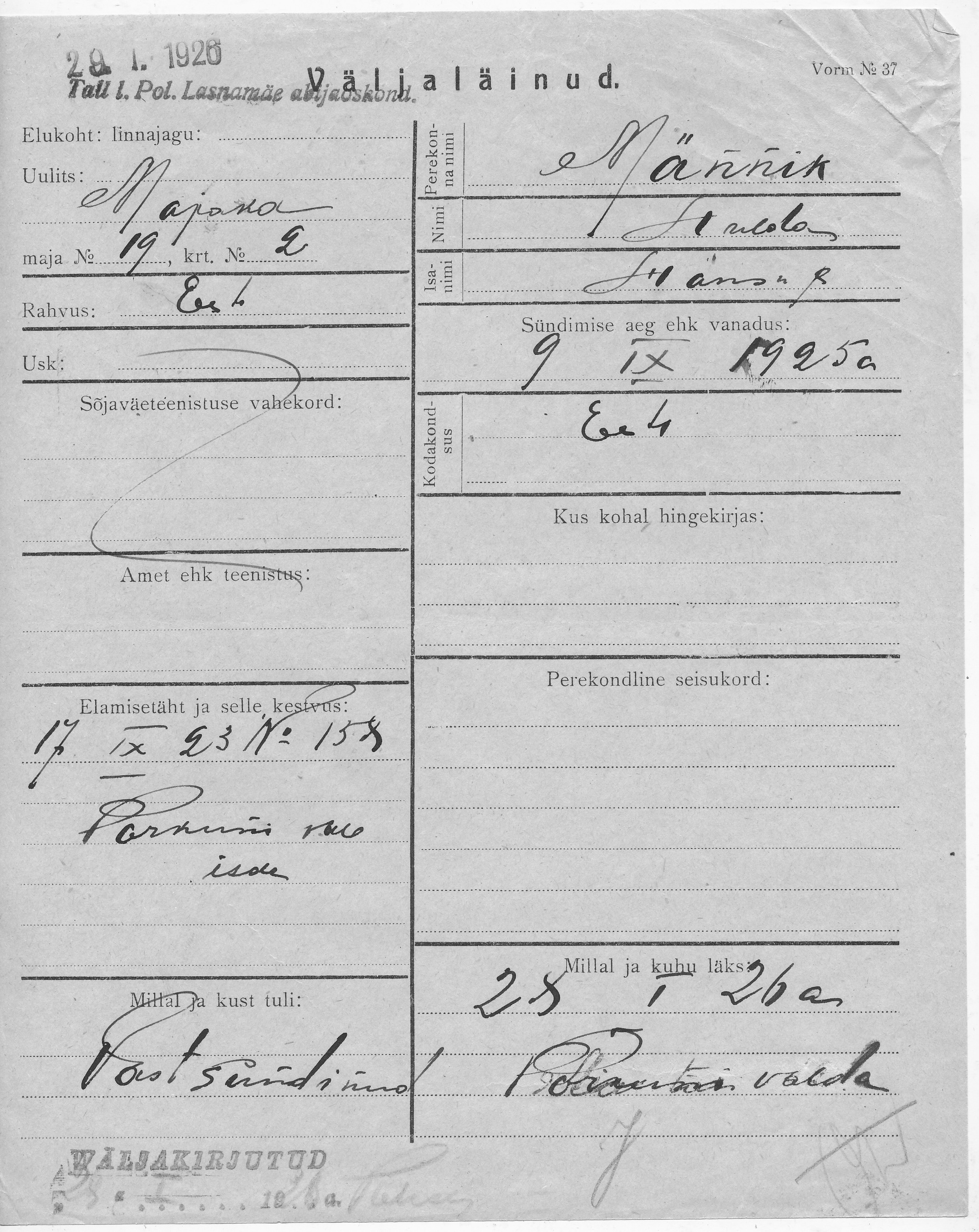 Männik, Hulda, Hans