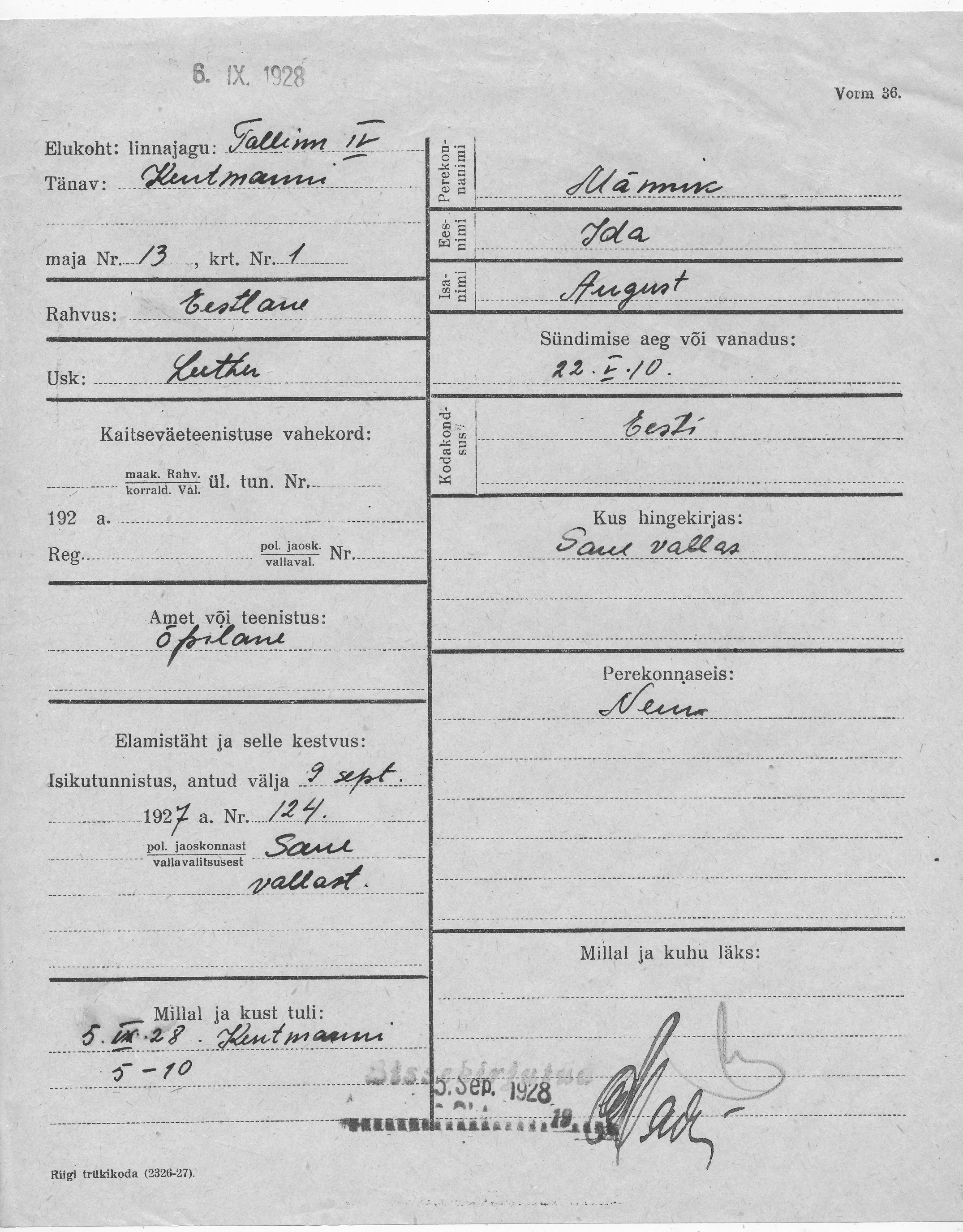 Männik, Ida, August