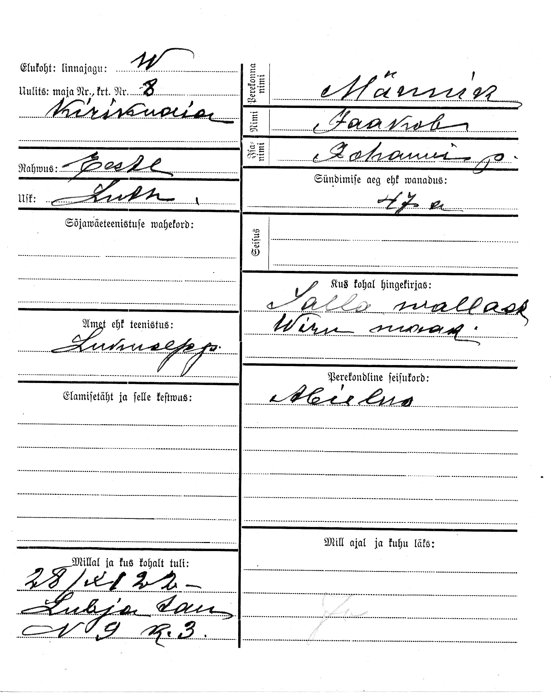 Männik, Jaakob, Johann