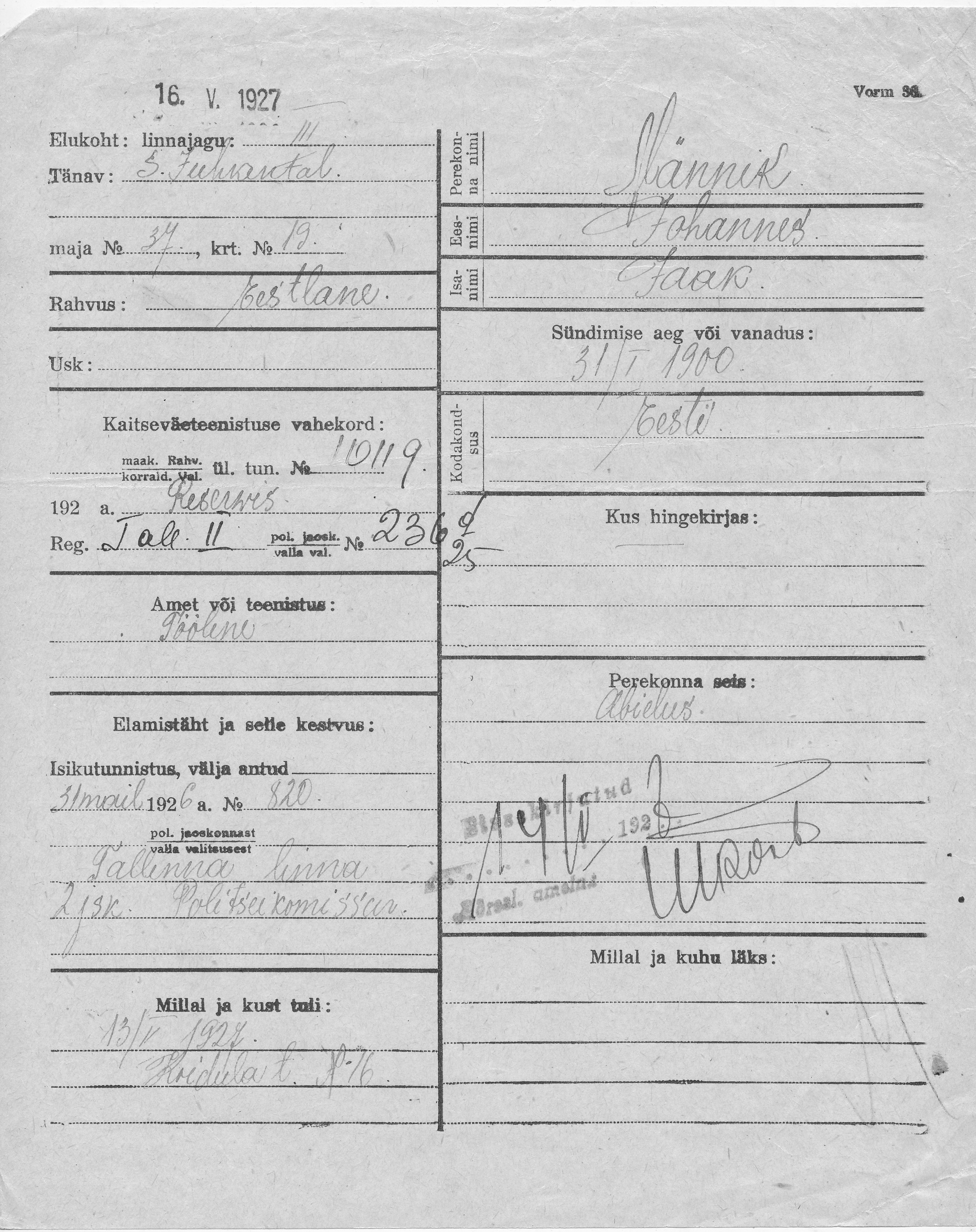 Männik, Johannes, Jaak