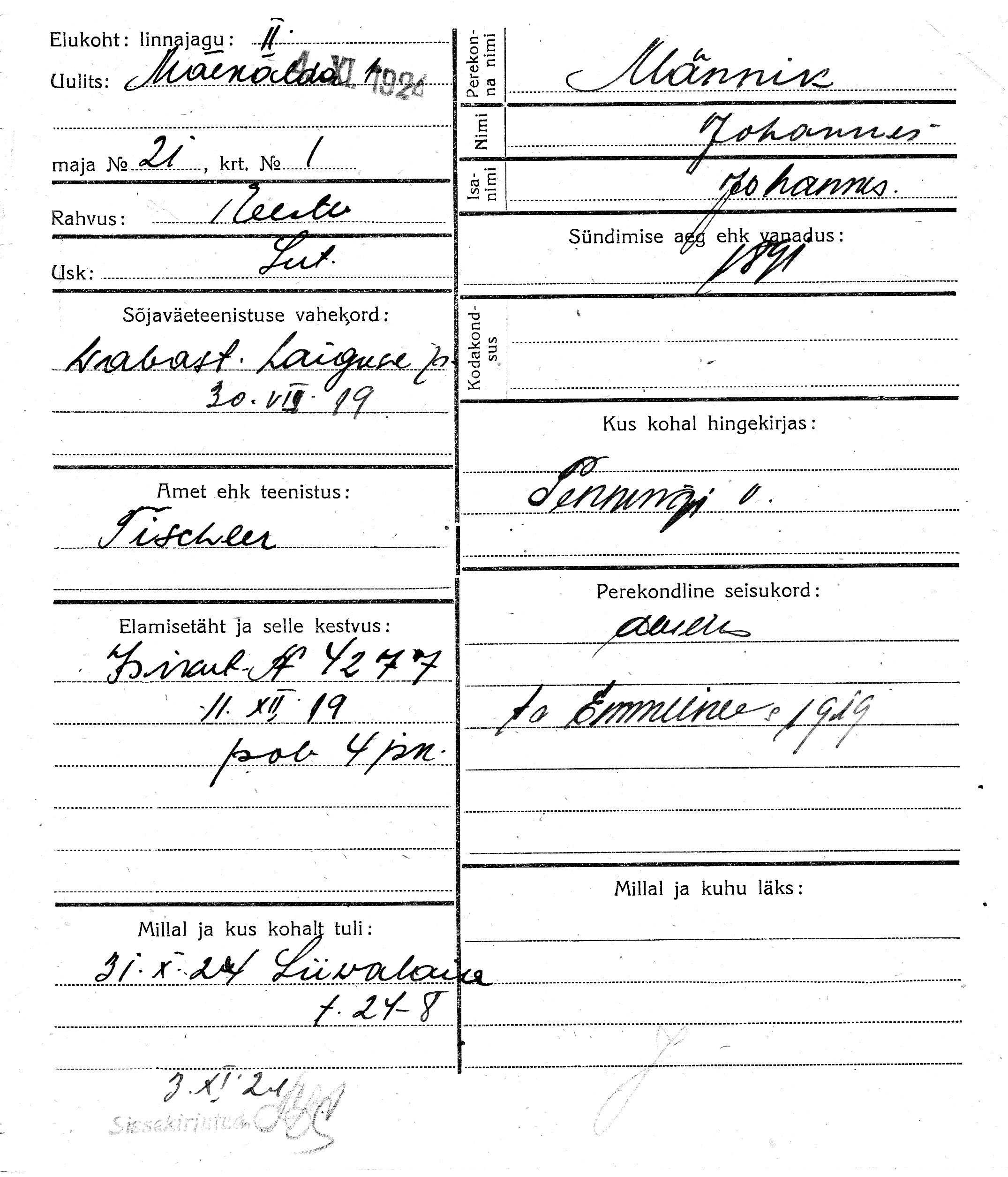 Männik, Johannes, Johannes