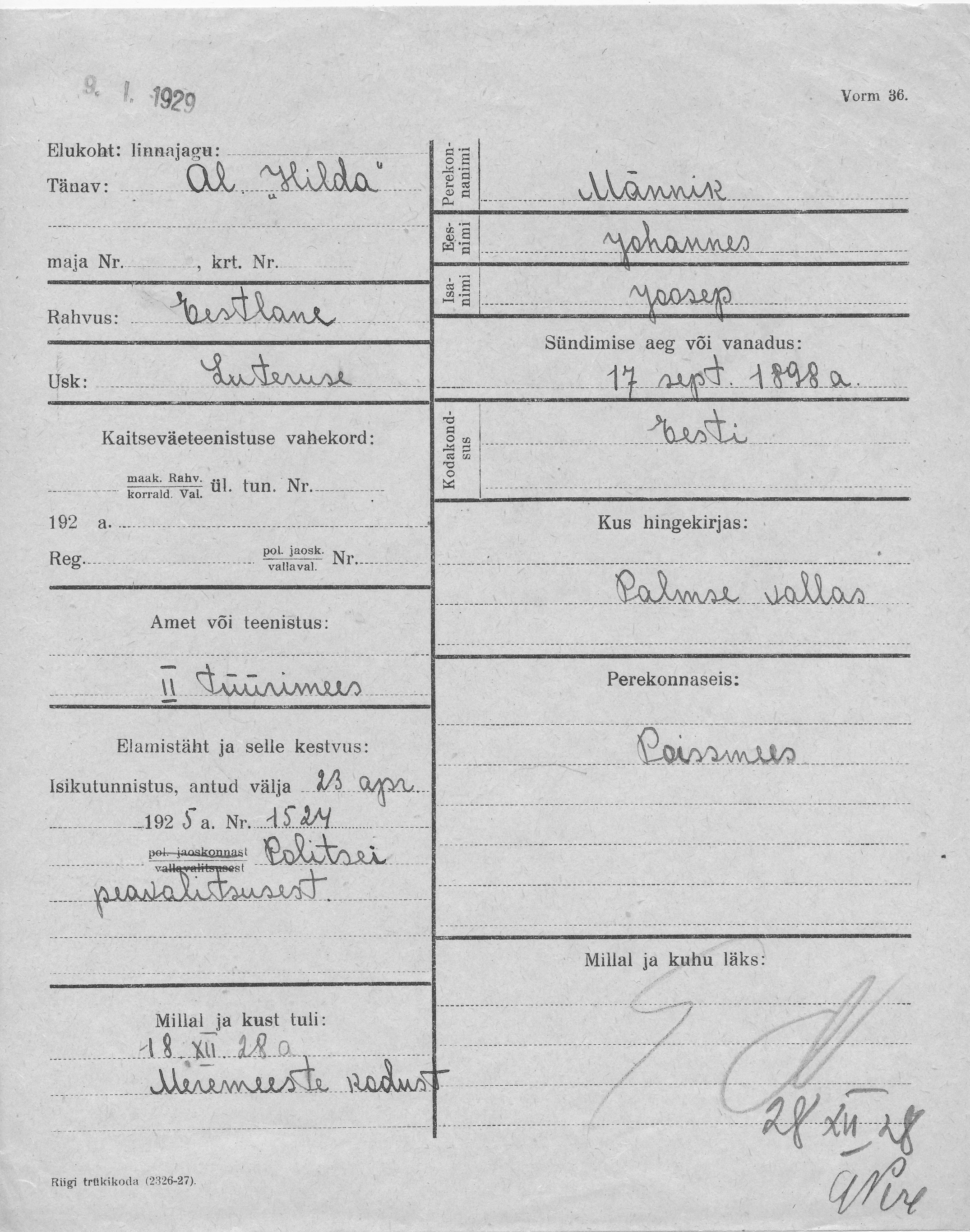 Männik, Johannes, Joosep