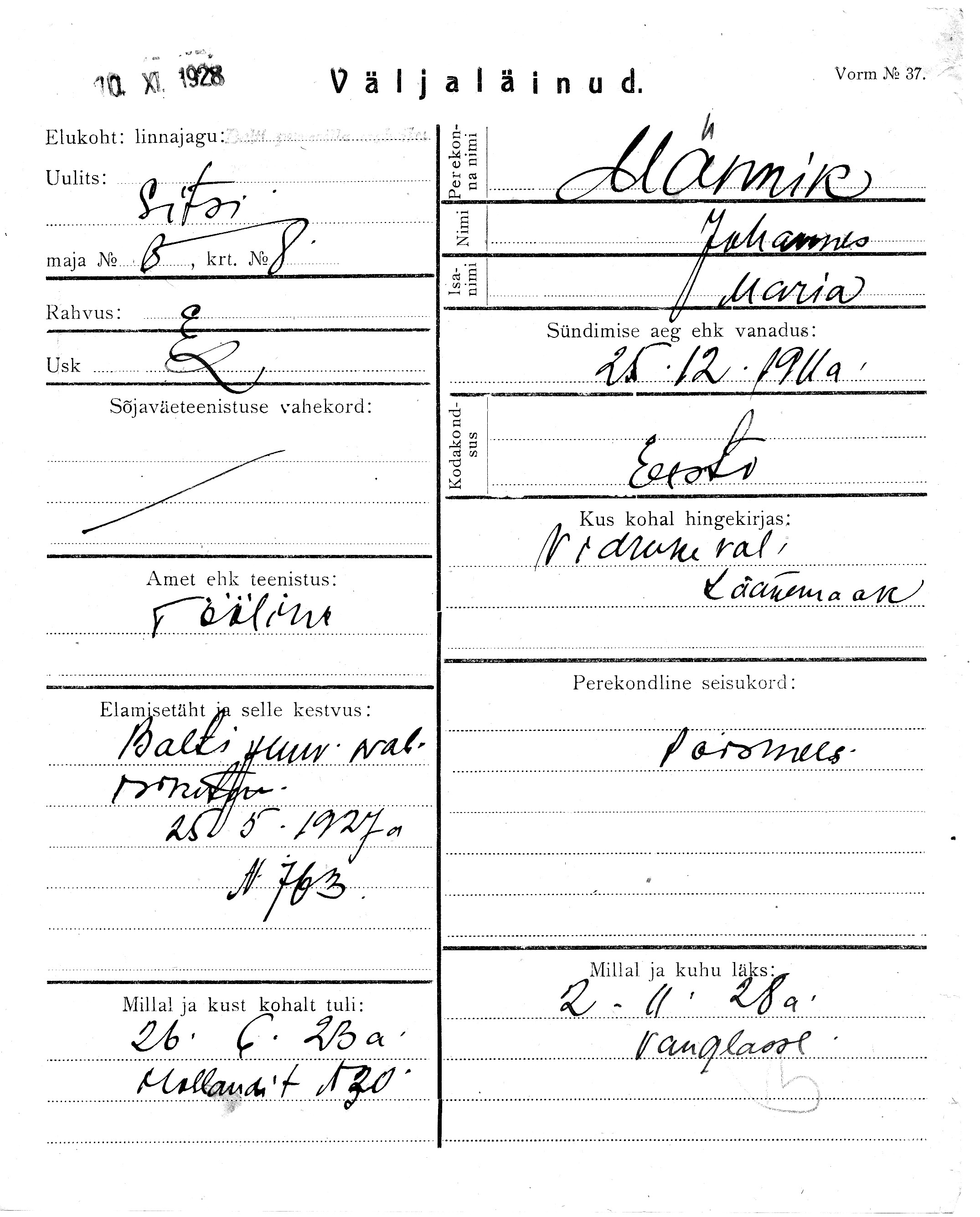 Männik, Johannes, Maria