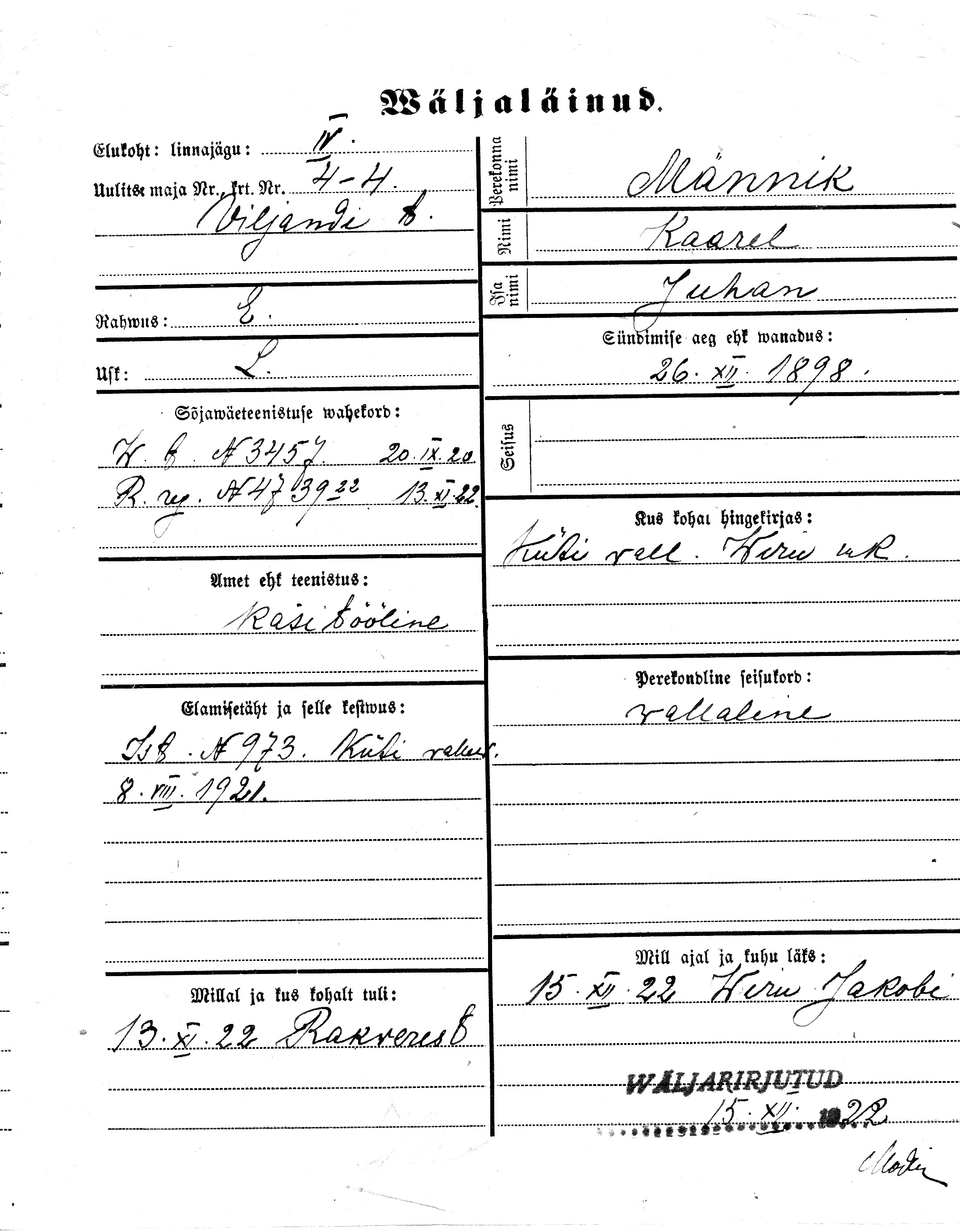 Männik, Kaarel, Juhan