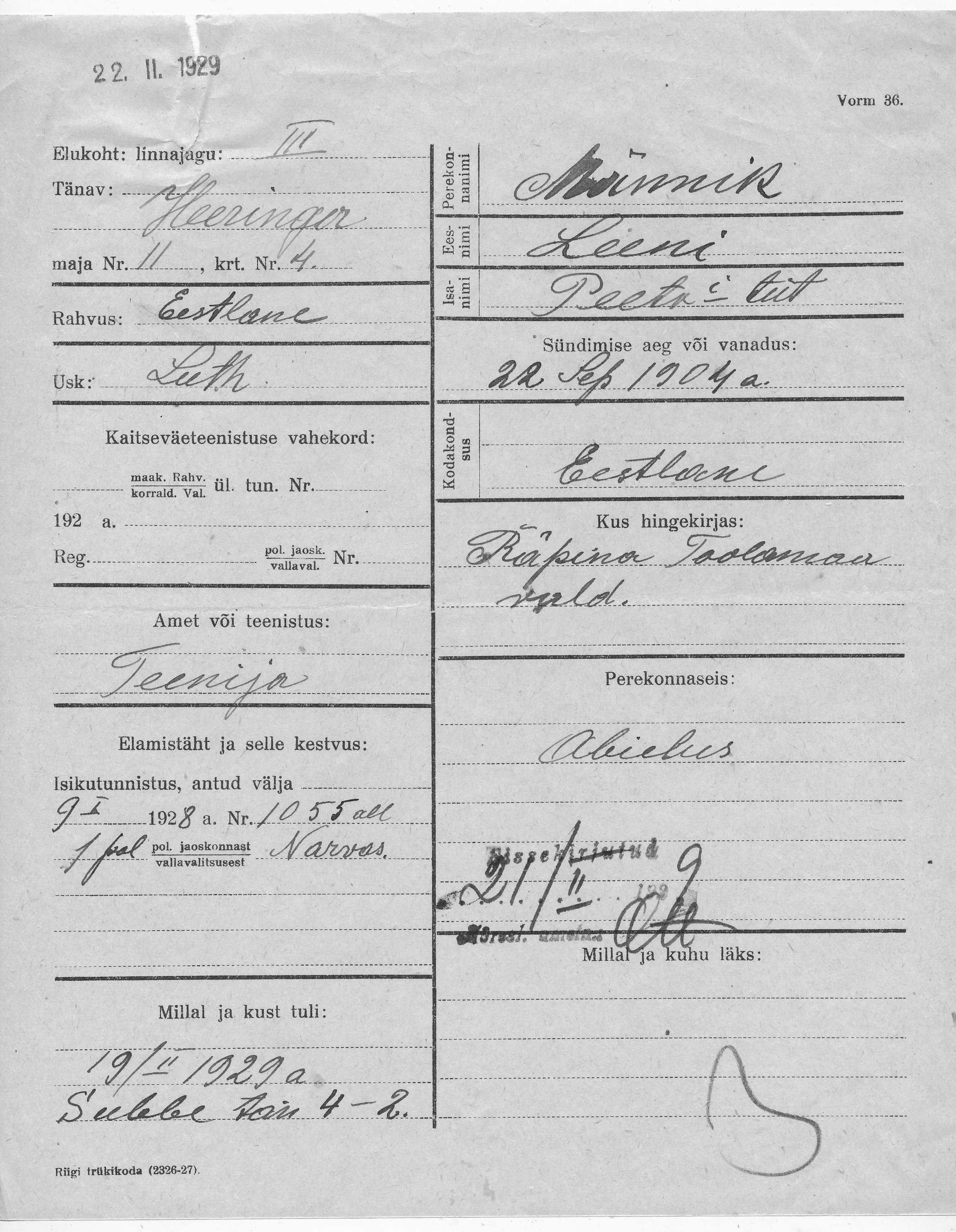 Männik, Leeni, Peeter