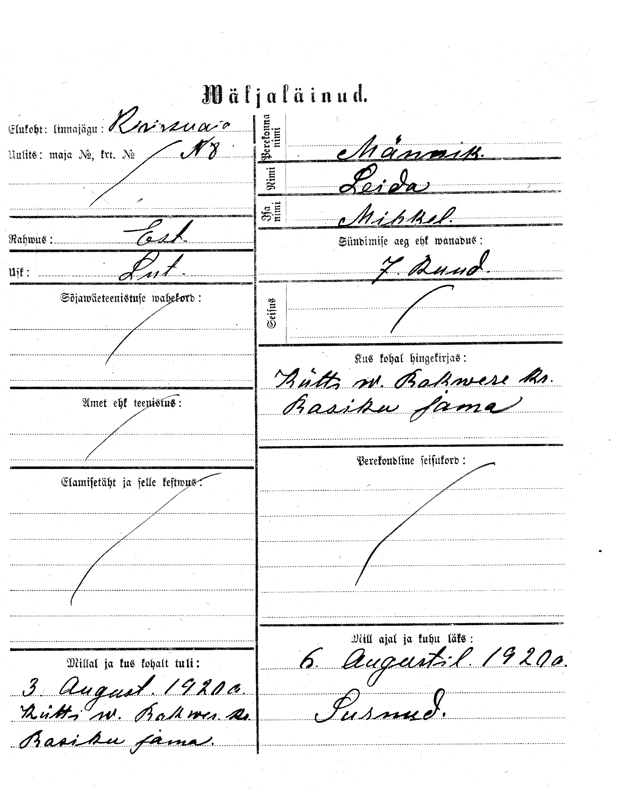 Männik, Leida, Mihkel