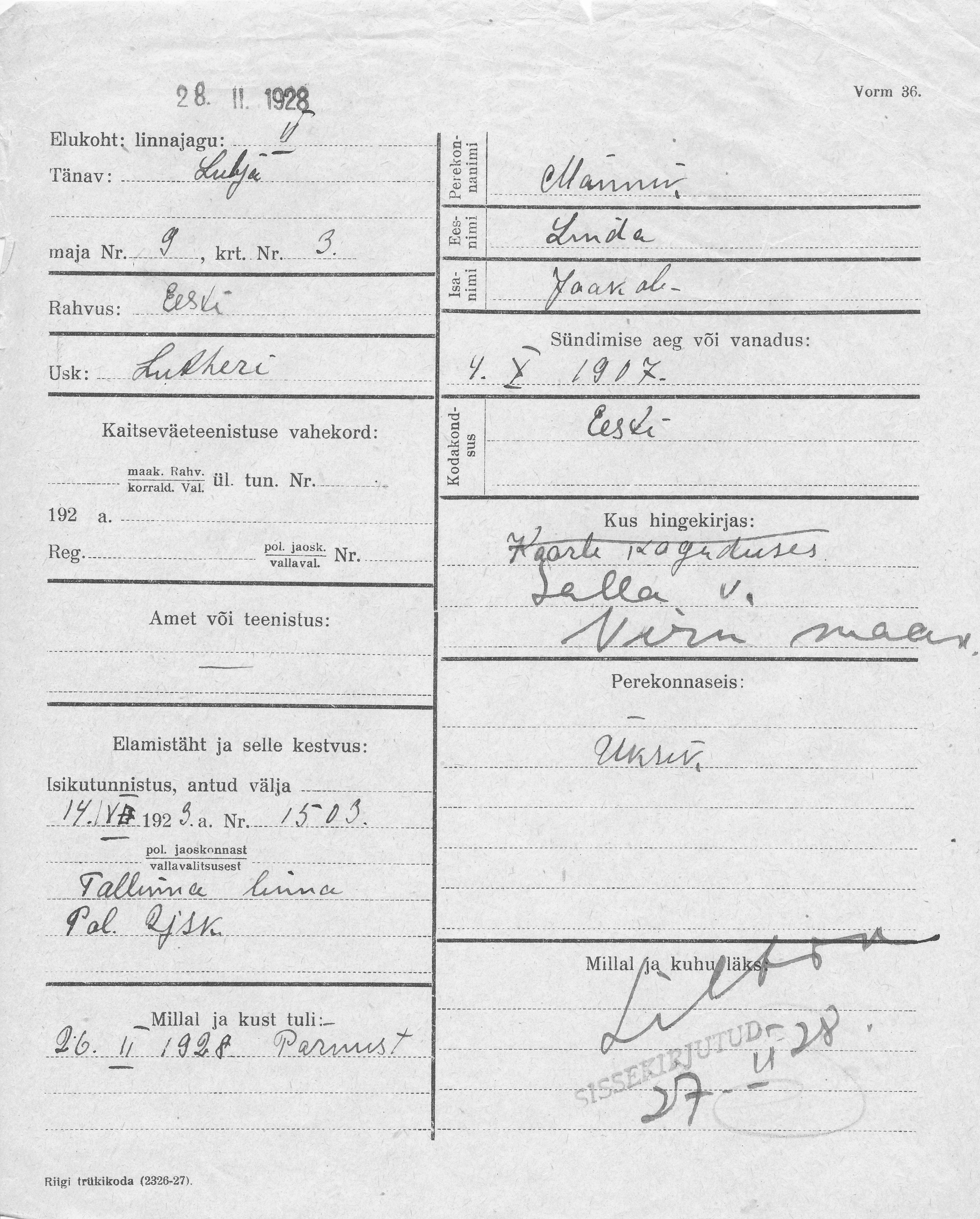 Männik, Linda, Jaakob