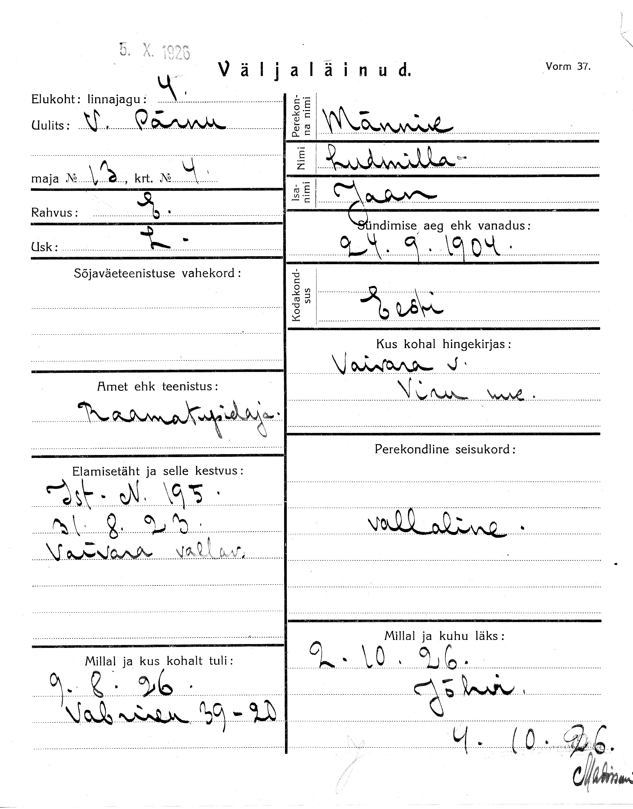 Männik, Ludmilla, Jaan