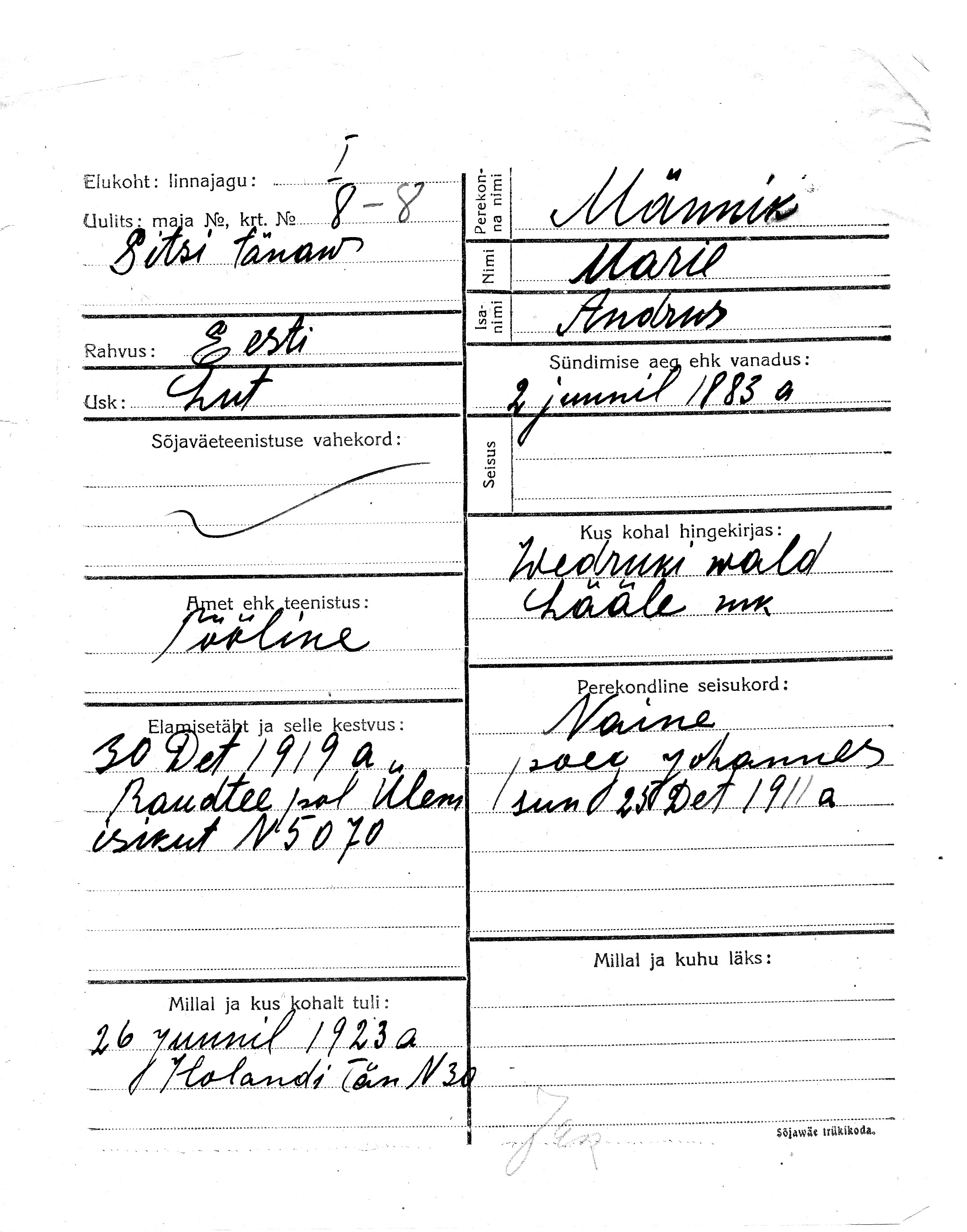 Männik, Marie, Andrus