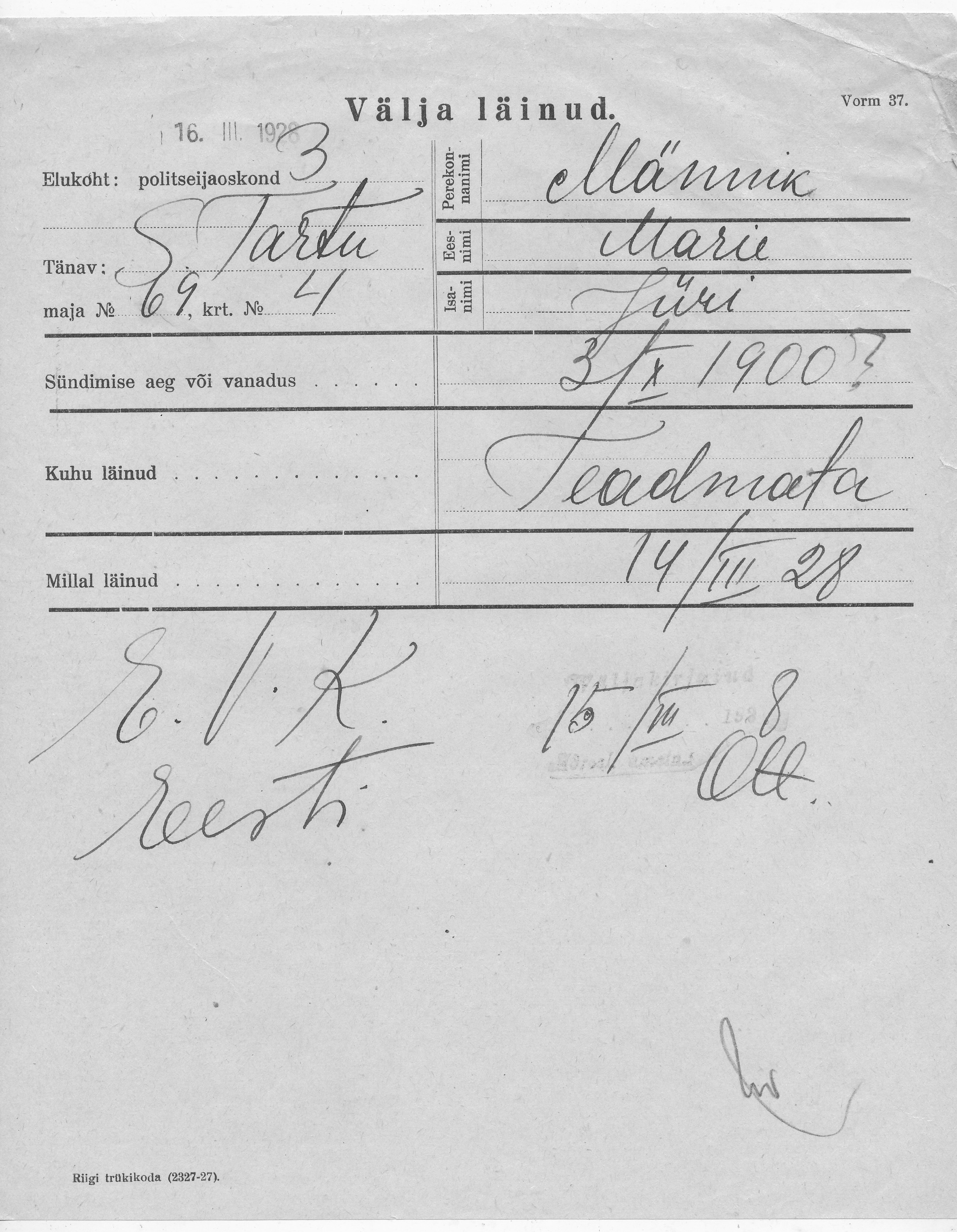 Männik, Marie, Jüri