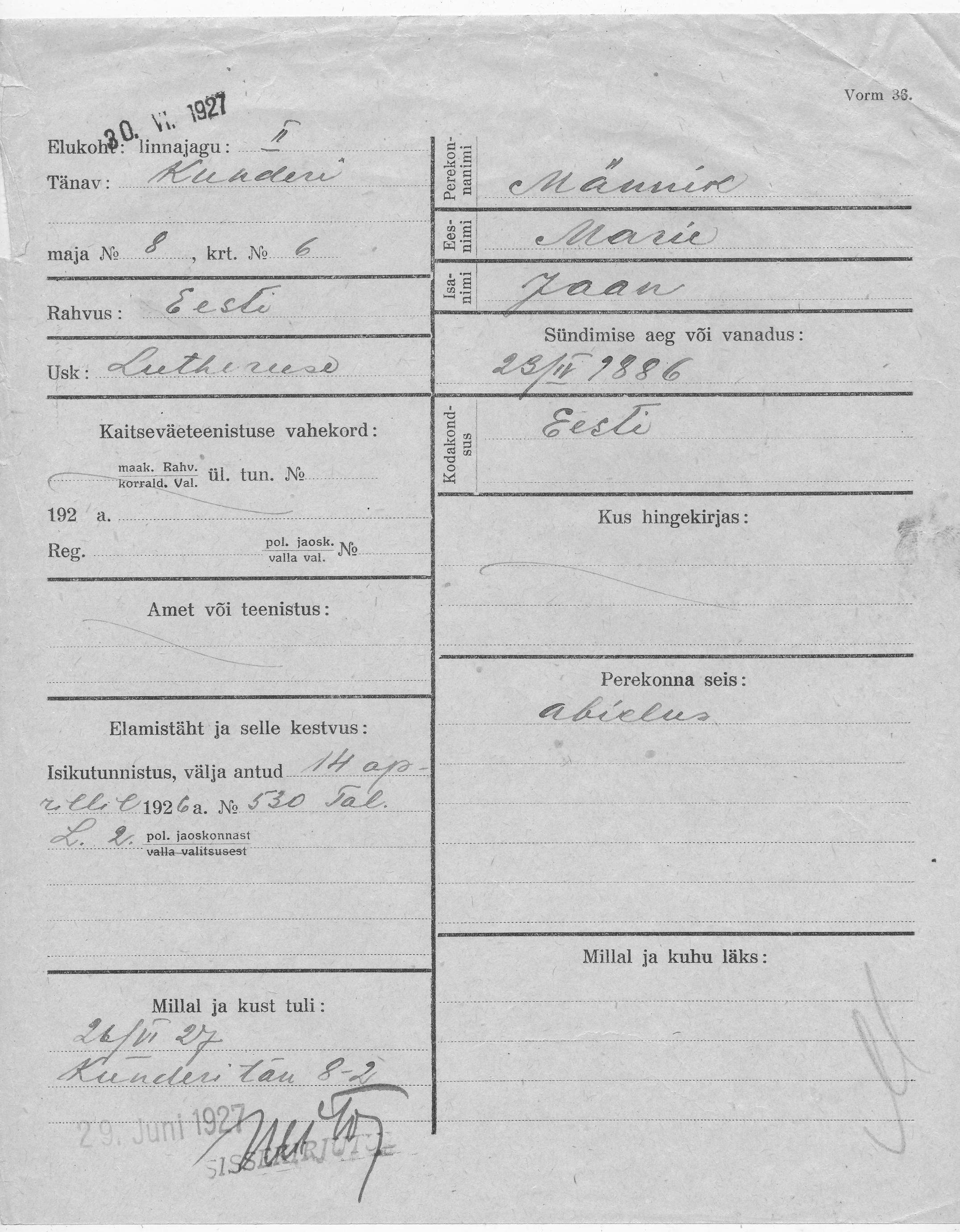 Männik, Marie, Jaan