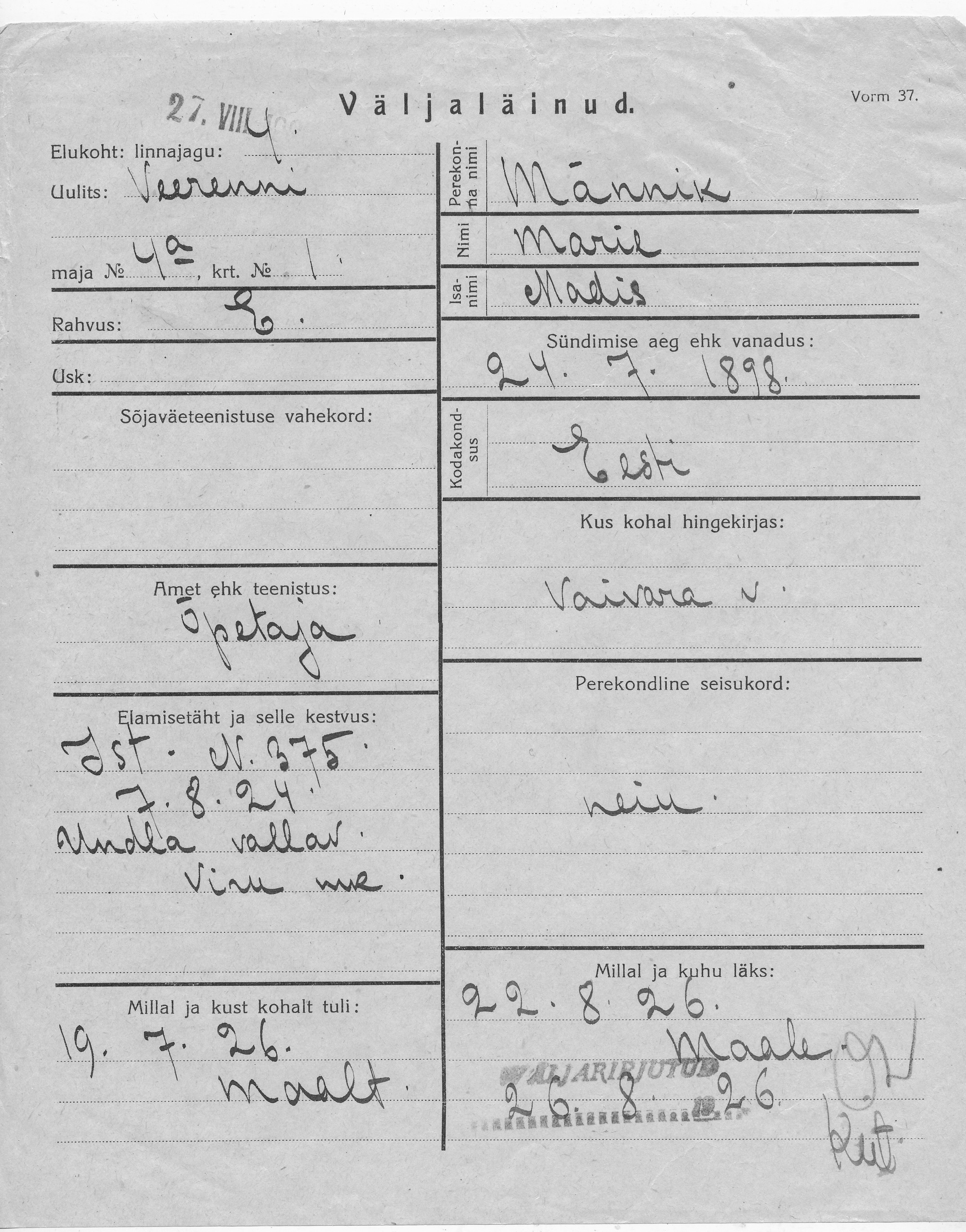 Männik, Marie, Madis