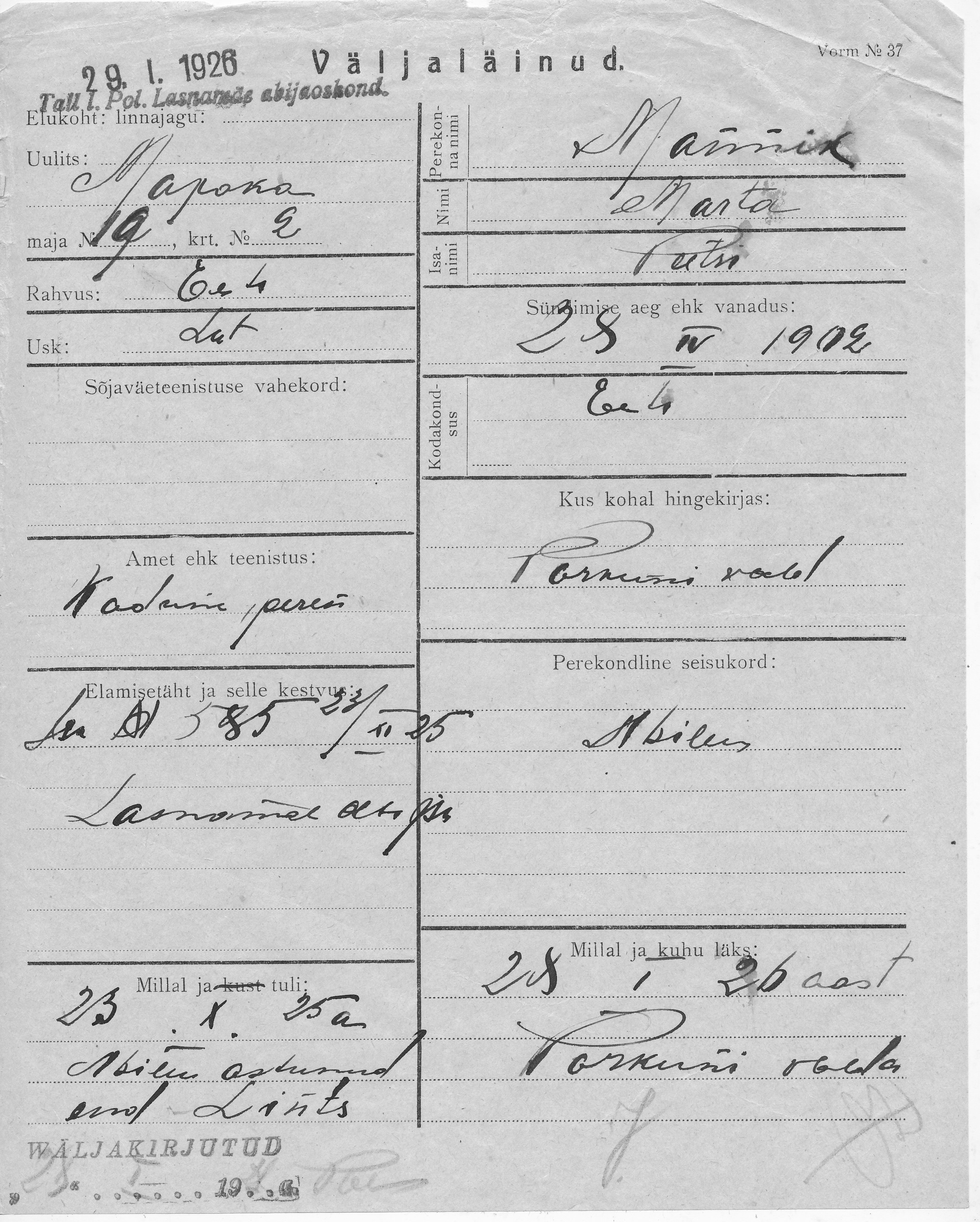 Männik, Marta, Peeter