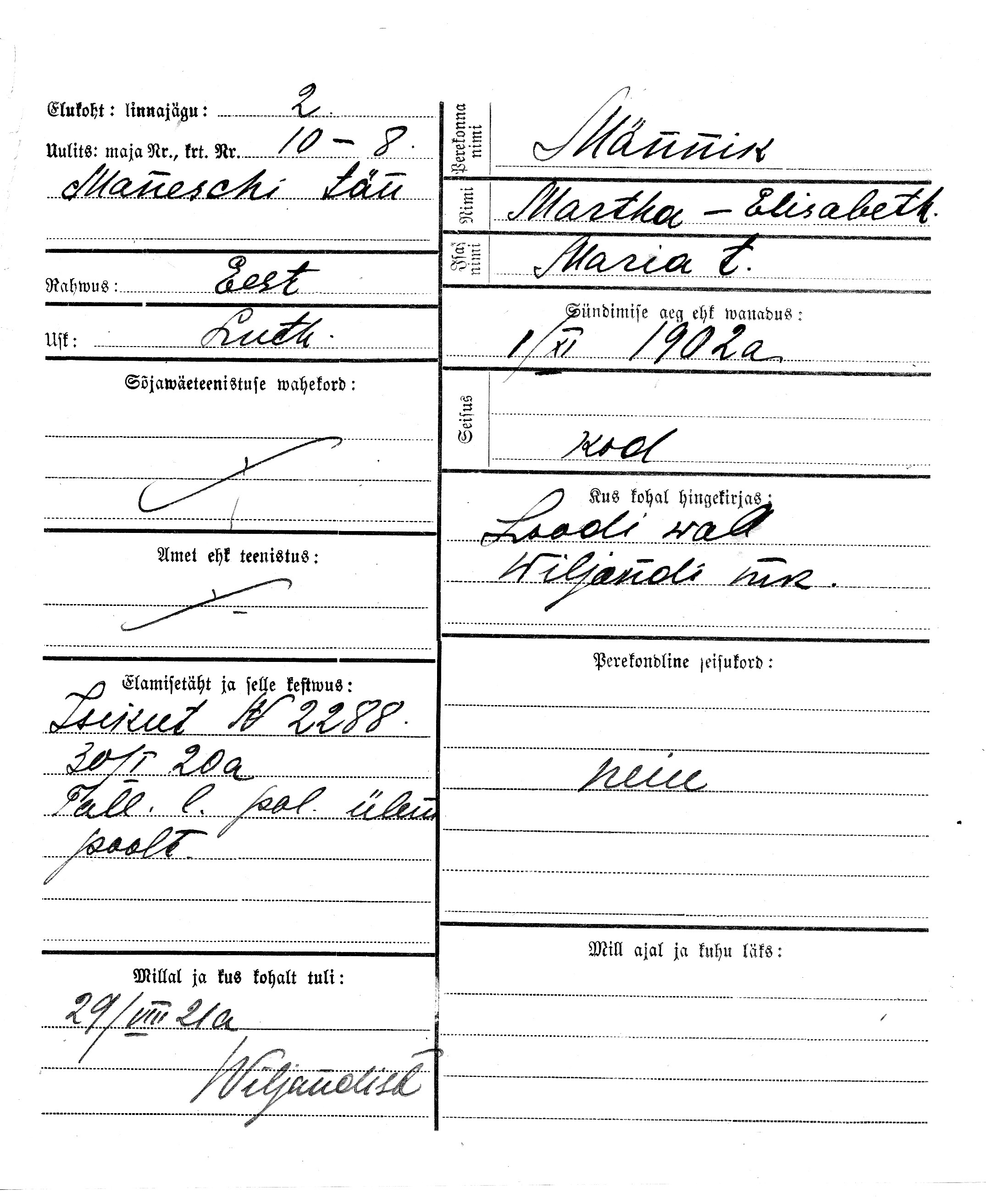 Männik, Martha-Elisabeth, Maria