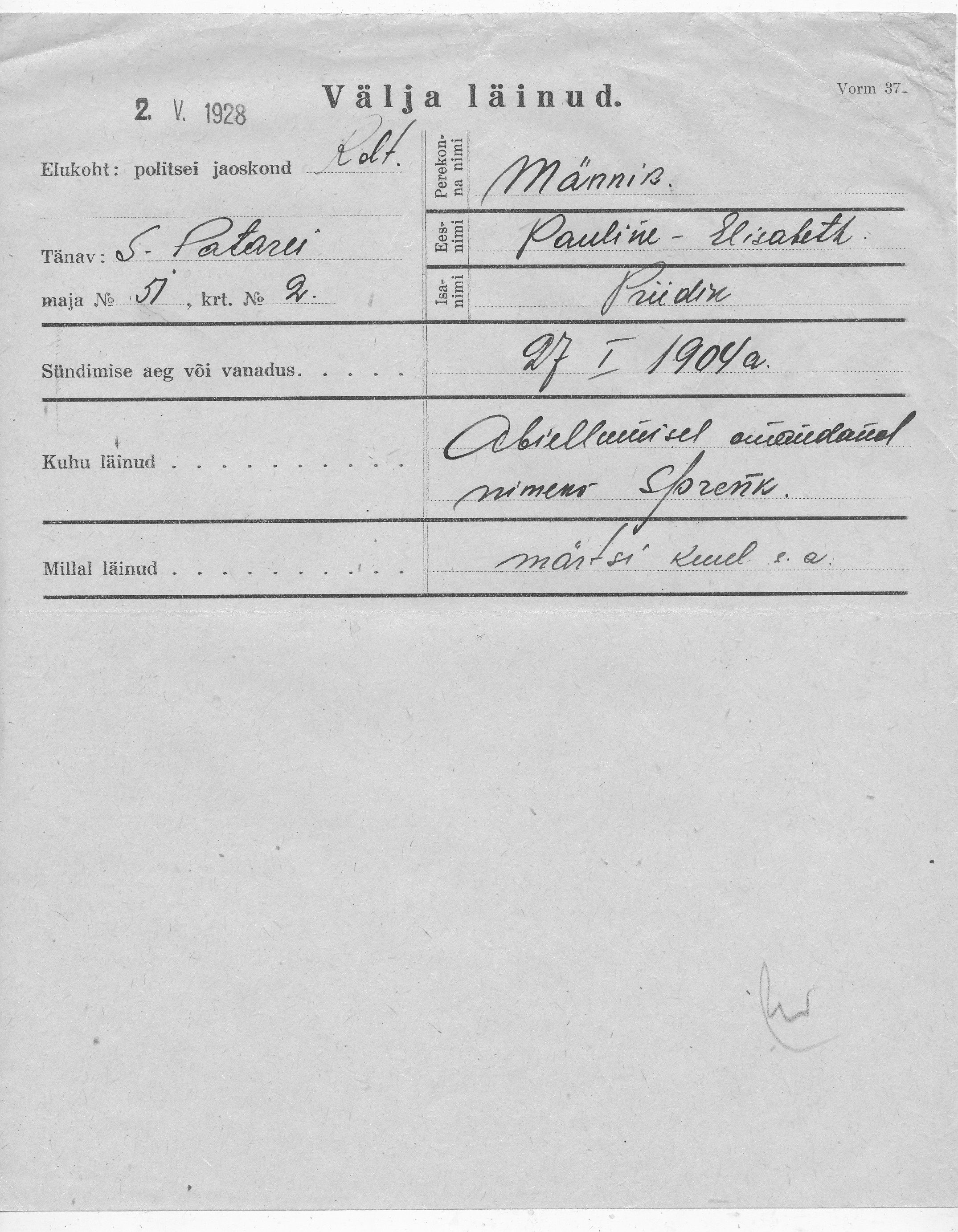 Männik, Pauline-Elisabeth, Priidik