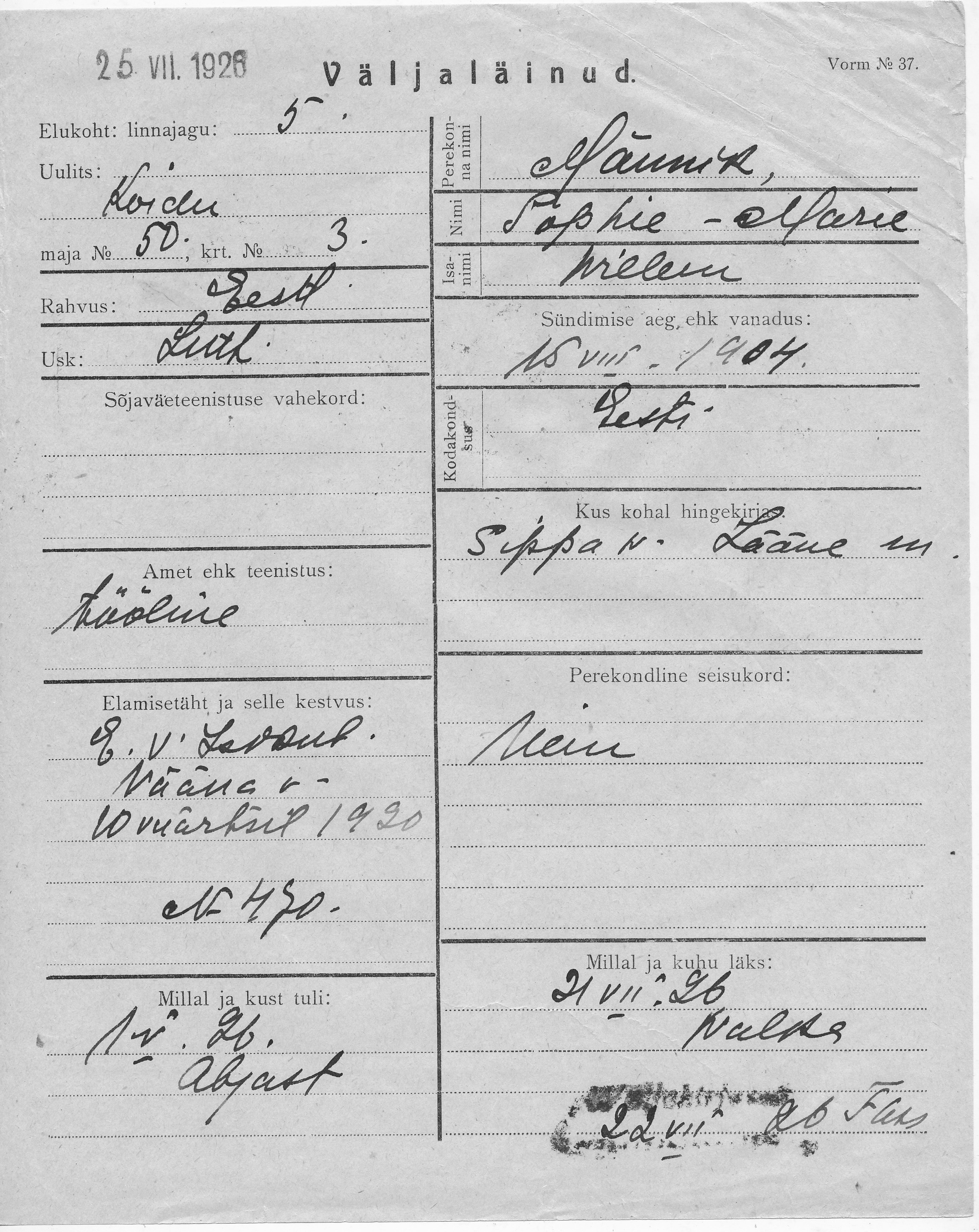 Männik, Sophie-Marie, Willem