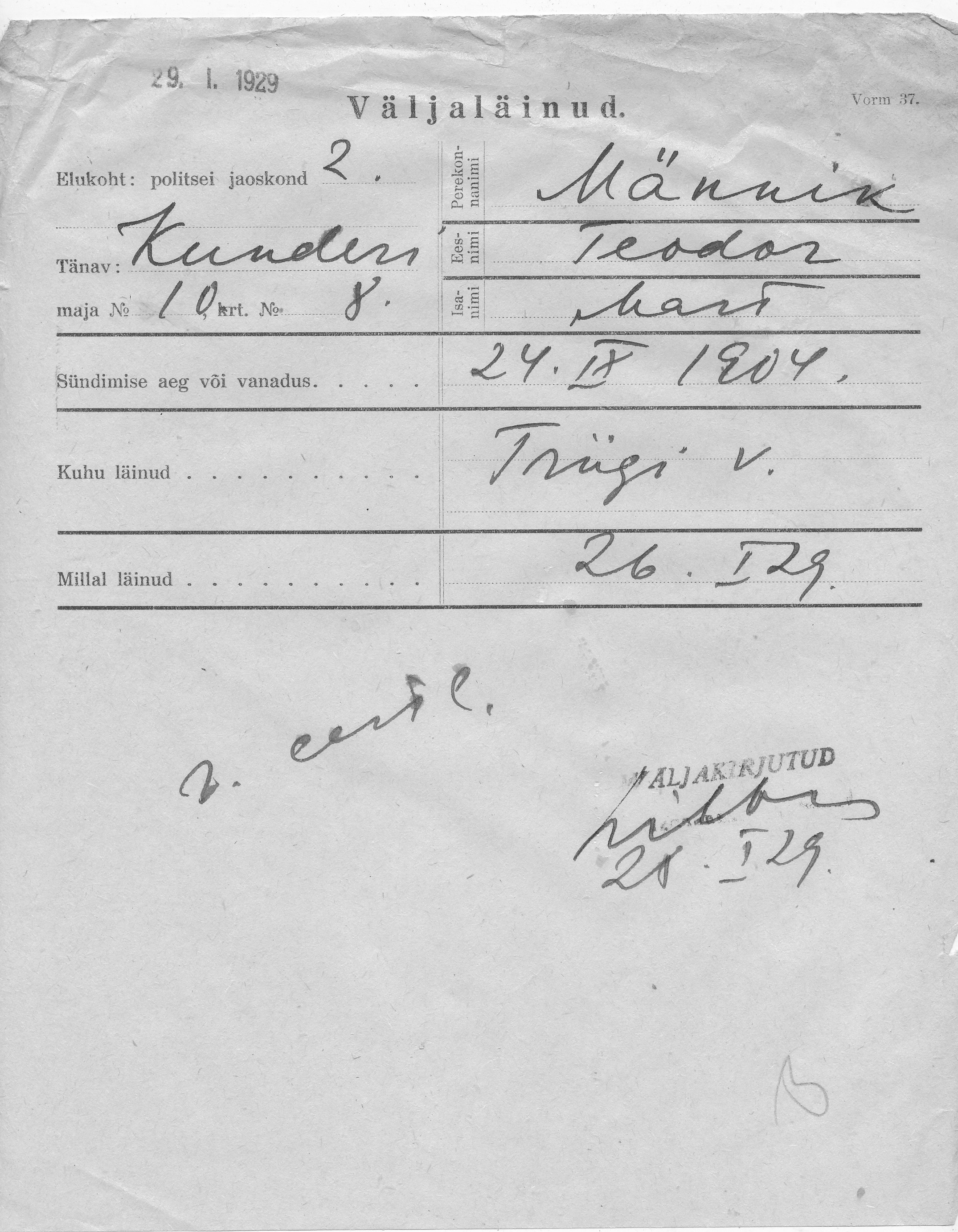 Männik, Teodor, Mart