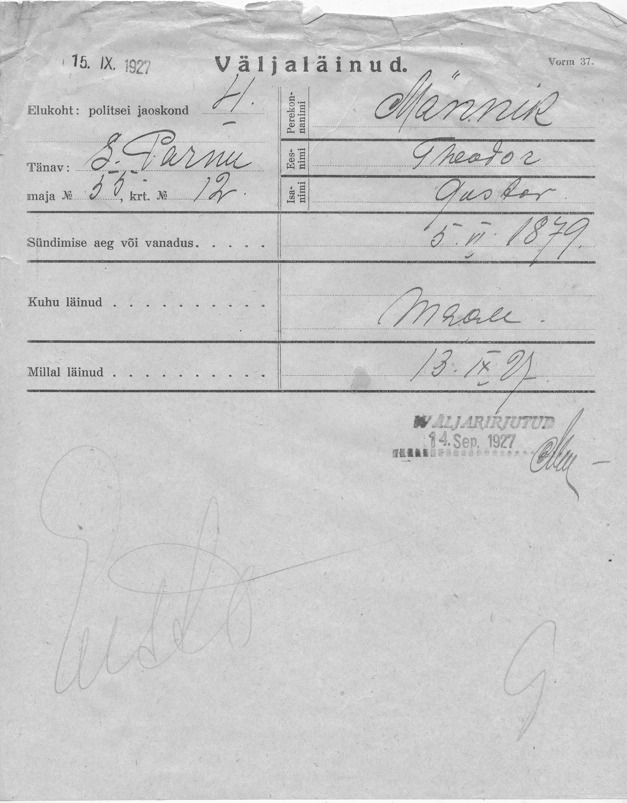 Männik, Theodor, Gustav