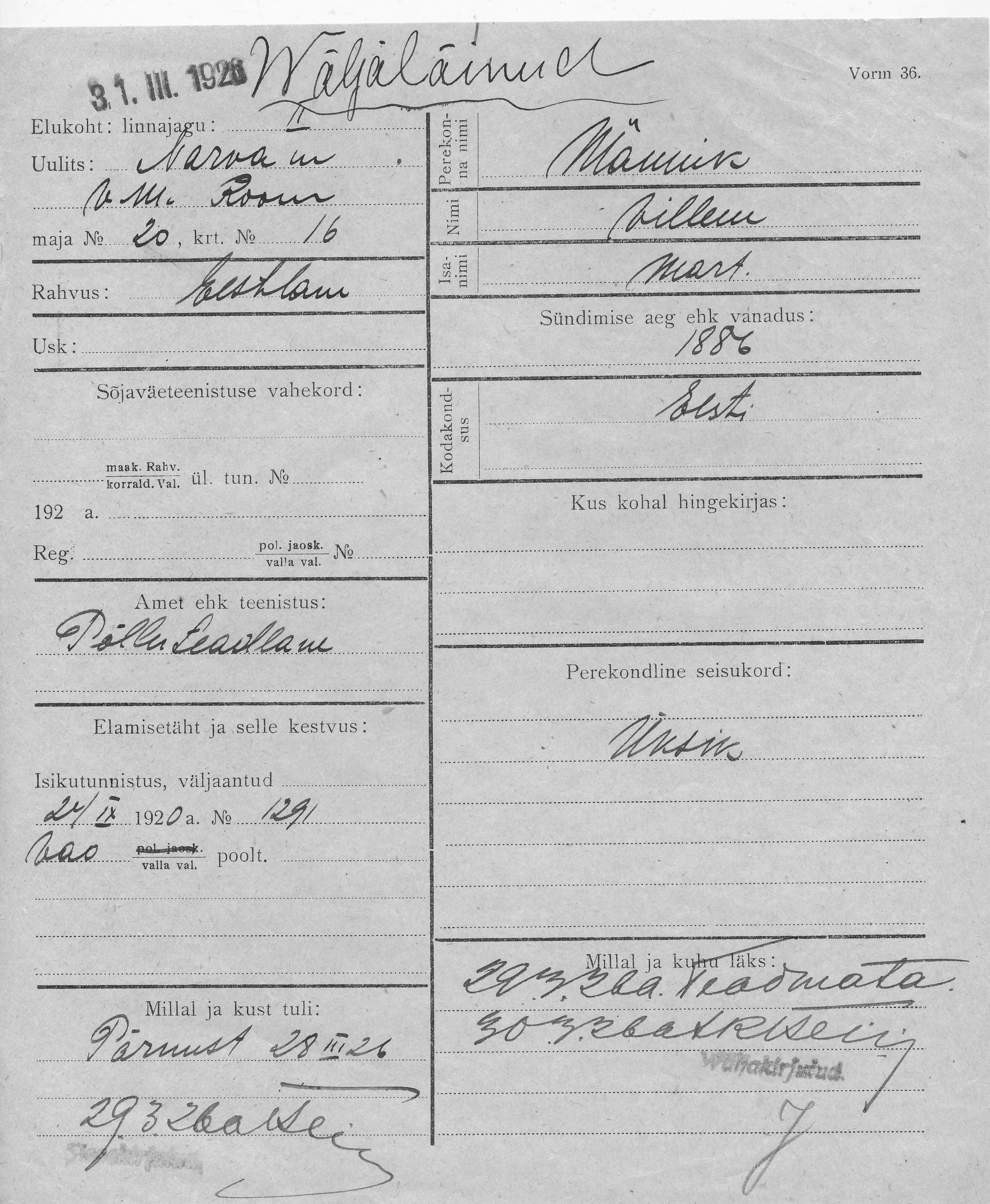 Männik, Villem, Mart