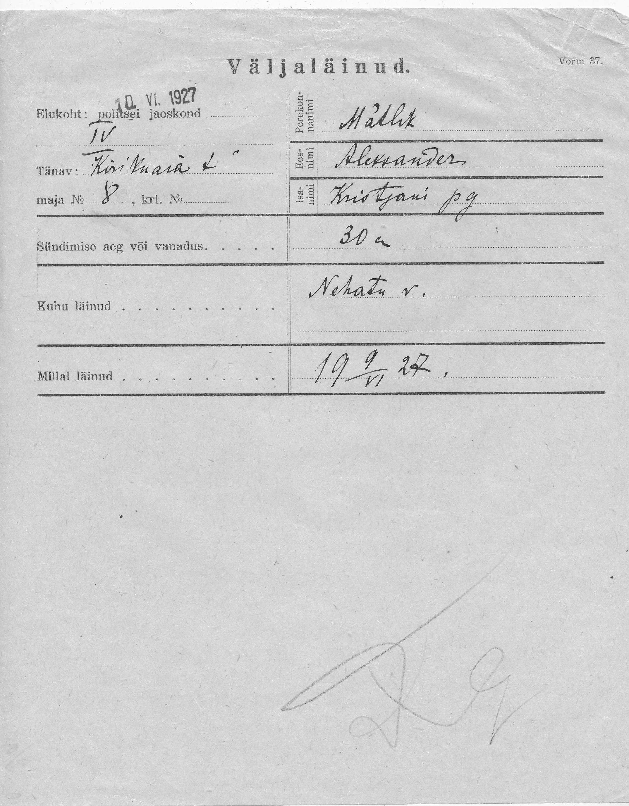 Mätlik, Aleksander, Kristjan