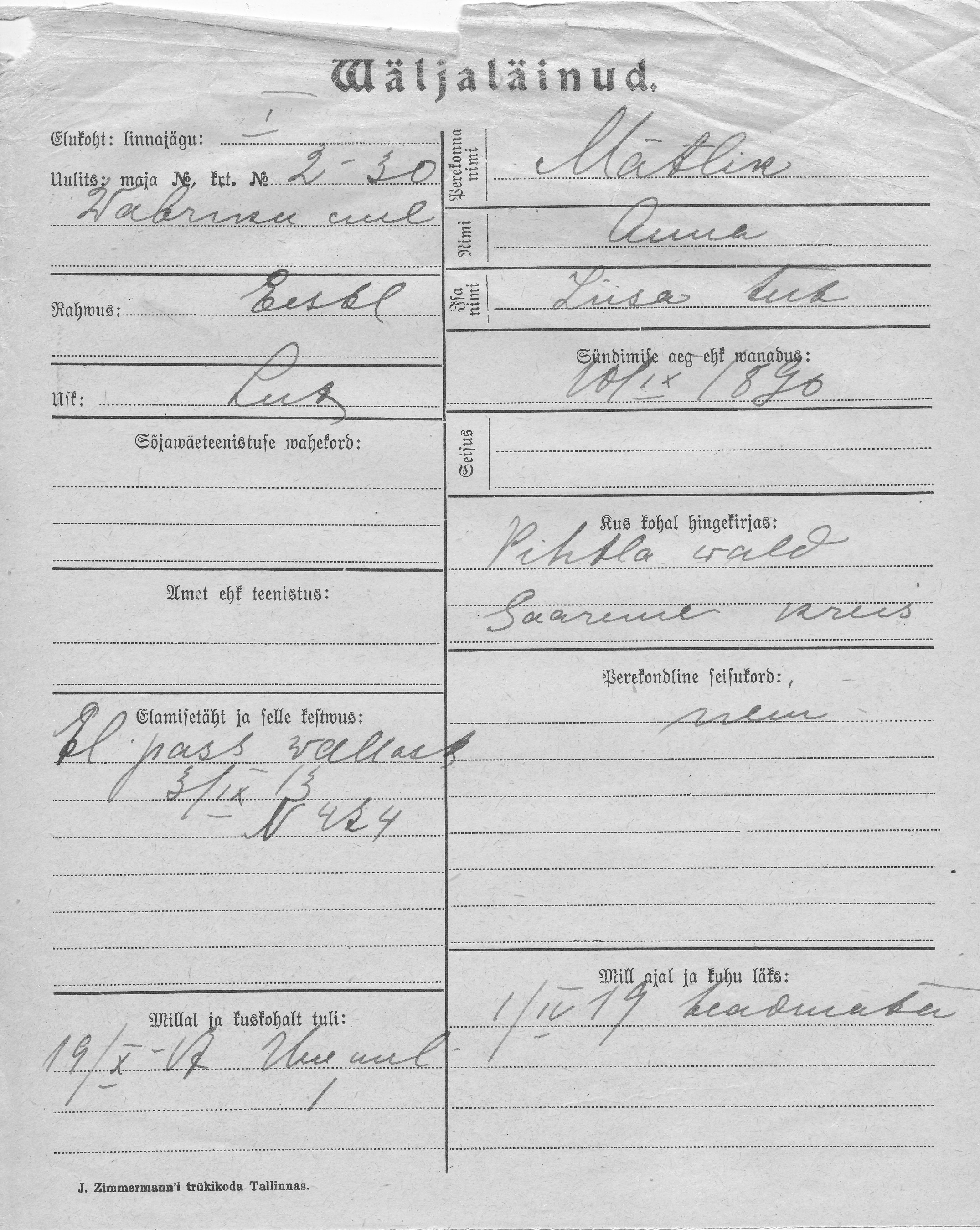 Mätlik, Anna, Liisa