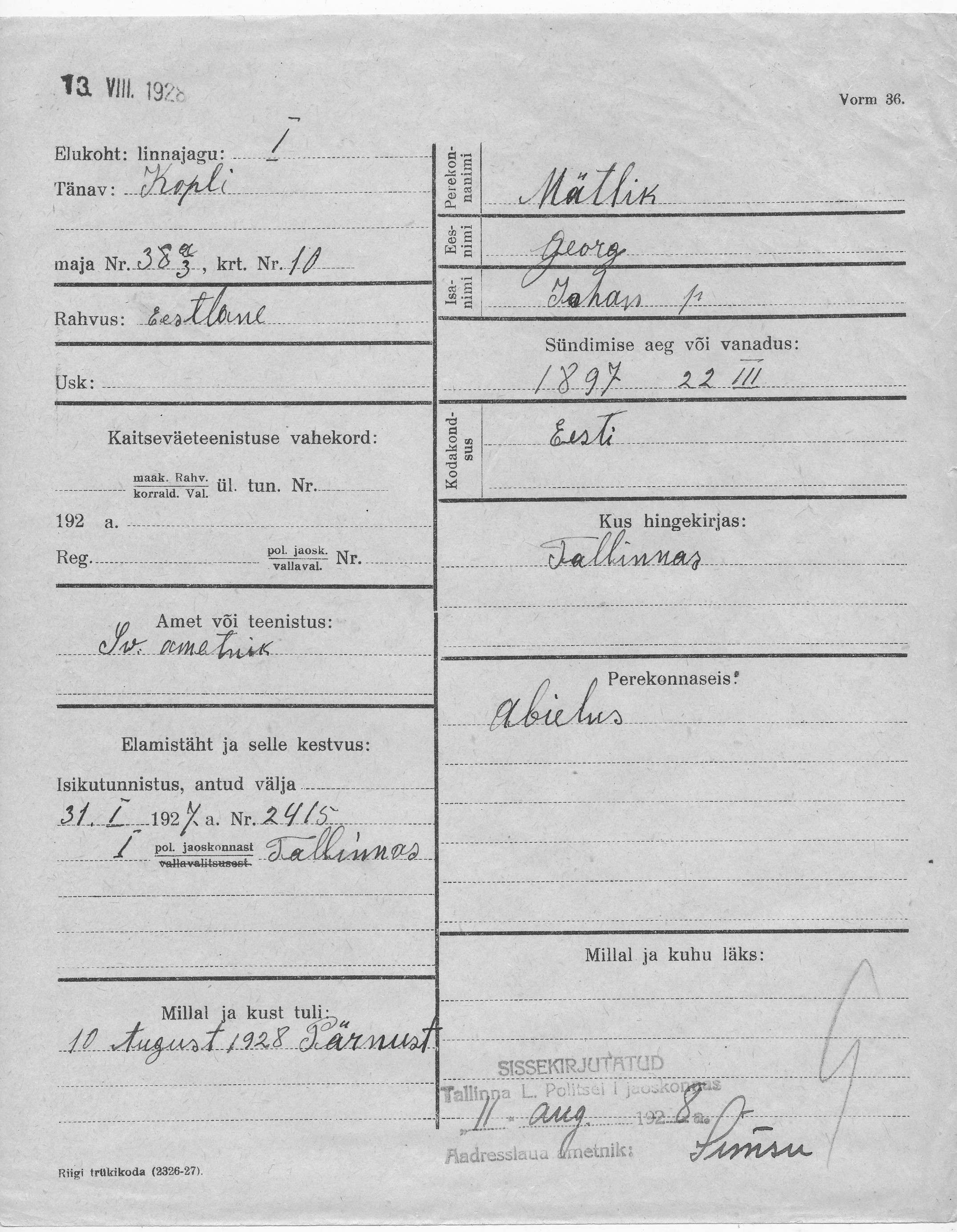 Mätlik, Georg, Johan