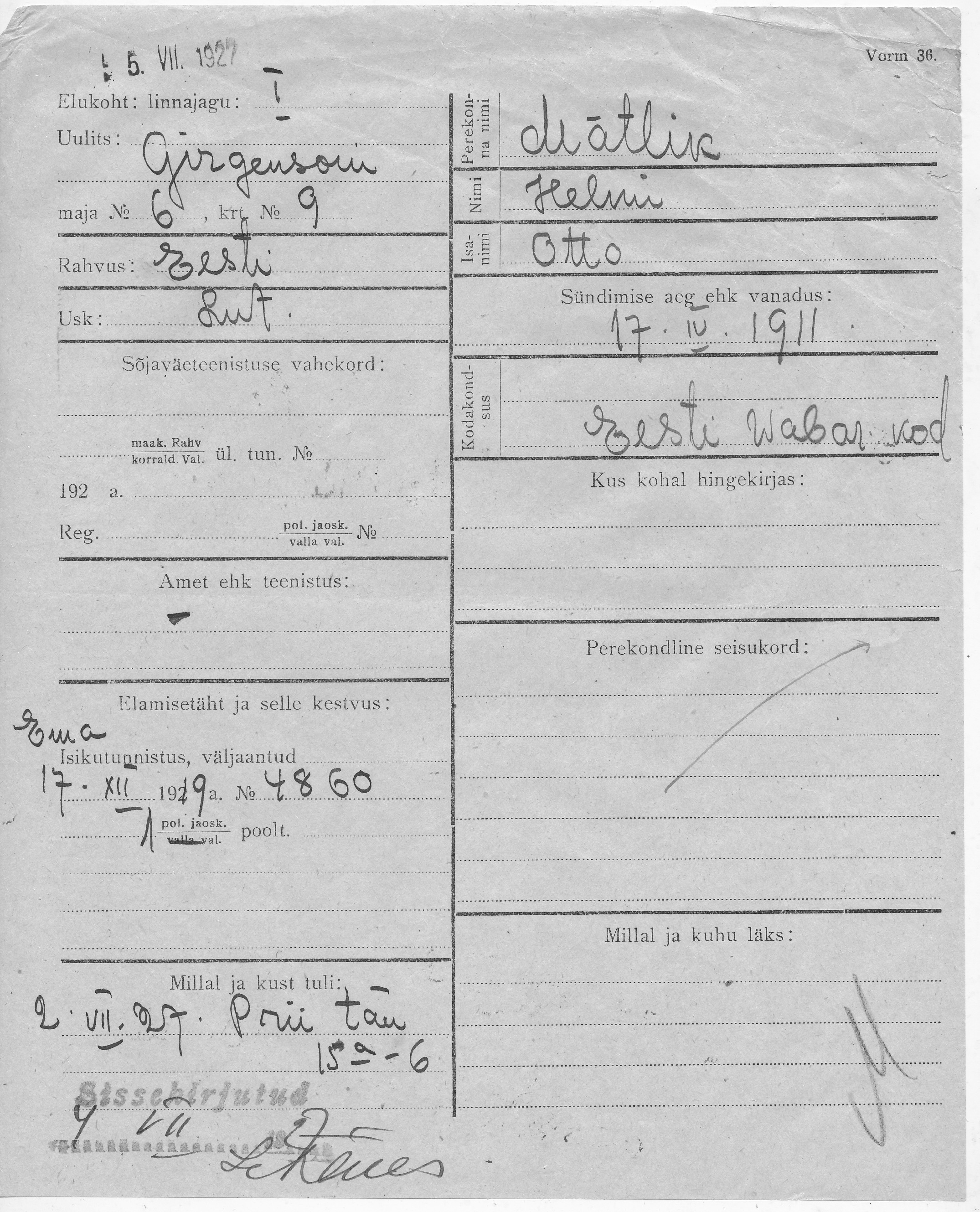 Mätlik, Helmi, Otto