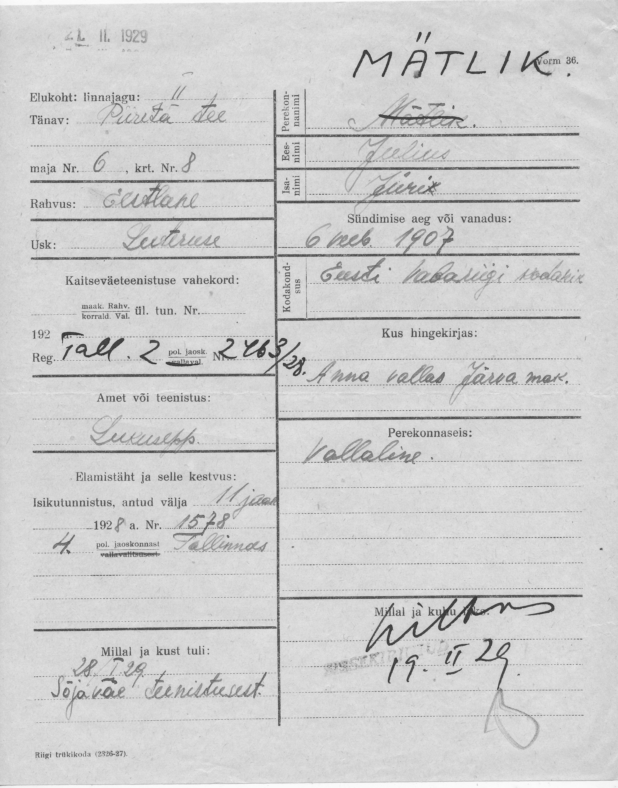 Mätlik, Julius, Jüri