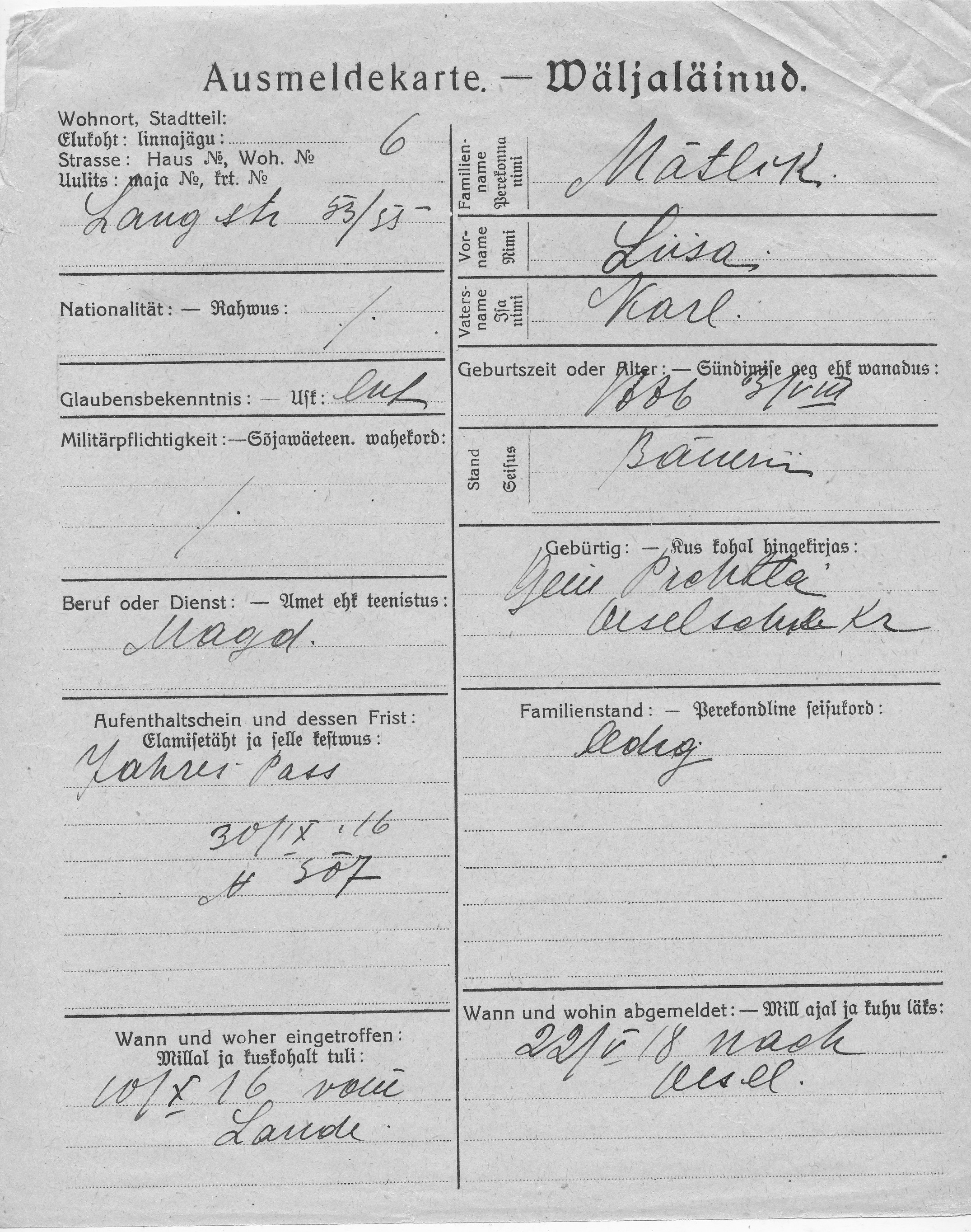 Mätlik, Liisa, Karl