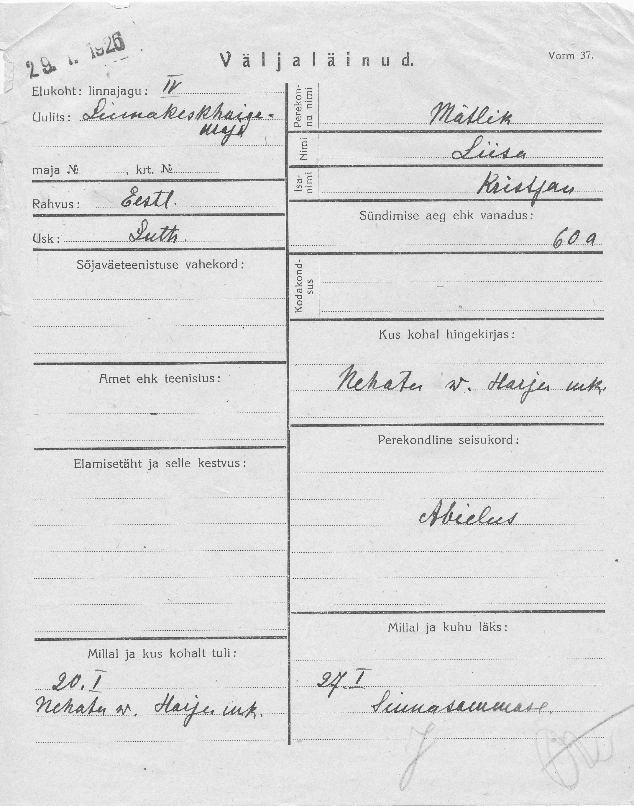 Mätlik, Liisa, Kristjan