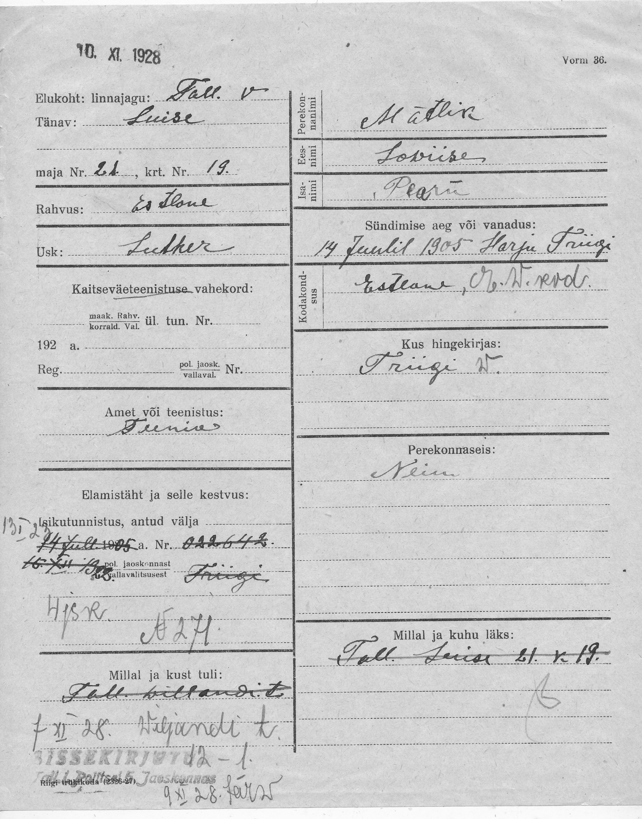 Mätlik, Lowiise, Pearn