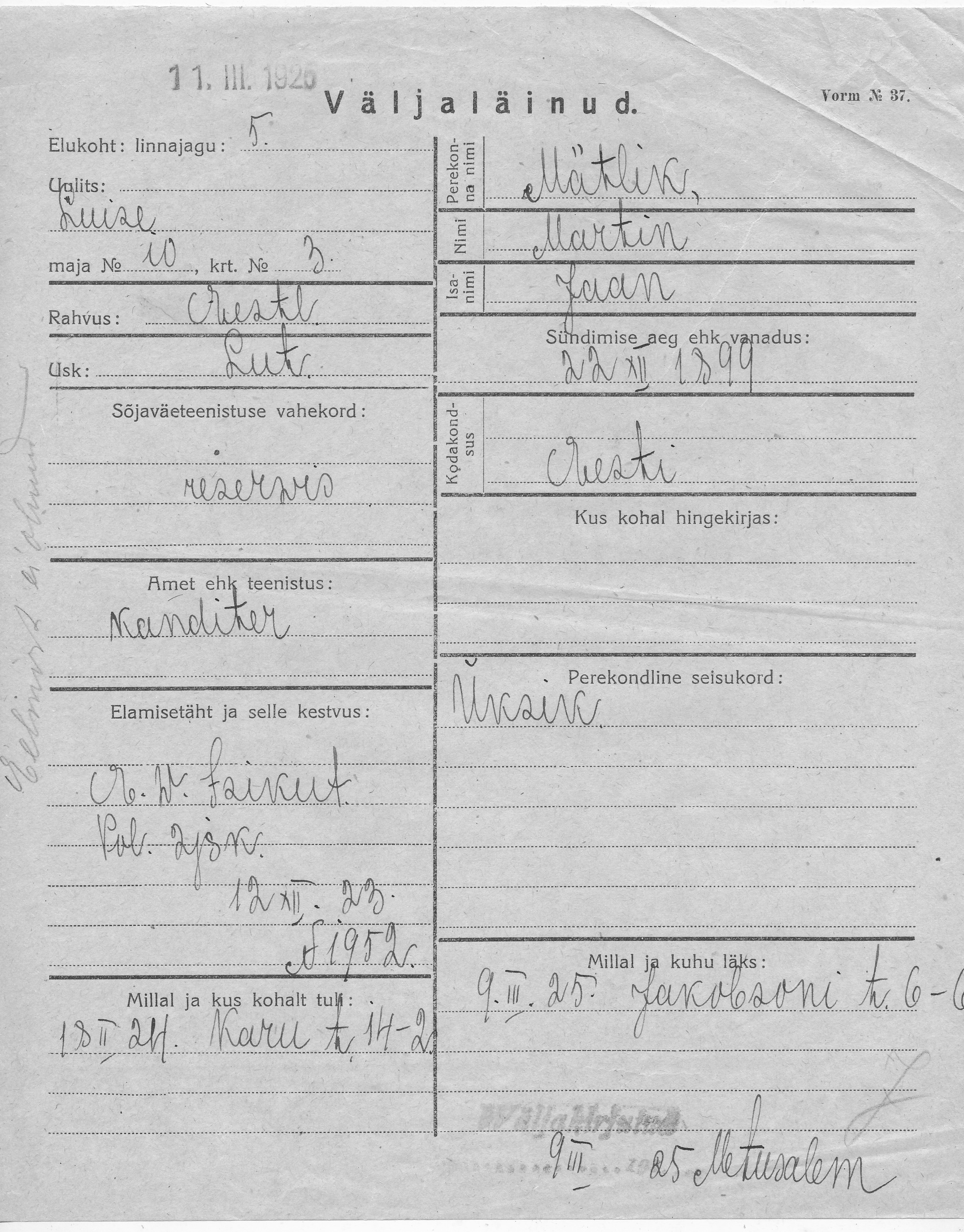 Mätlik, Martin, Jaan