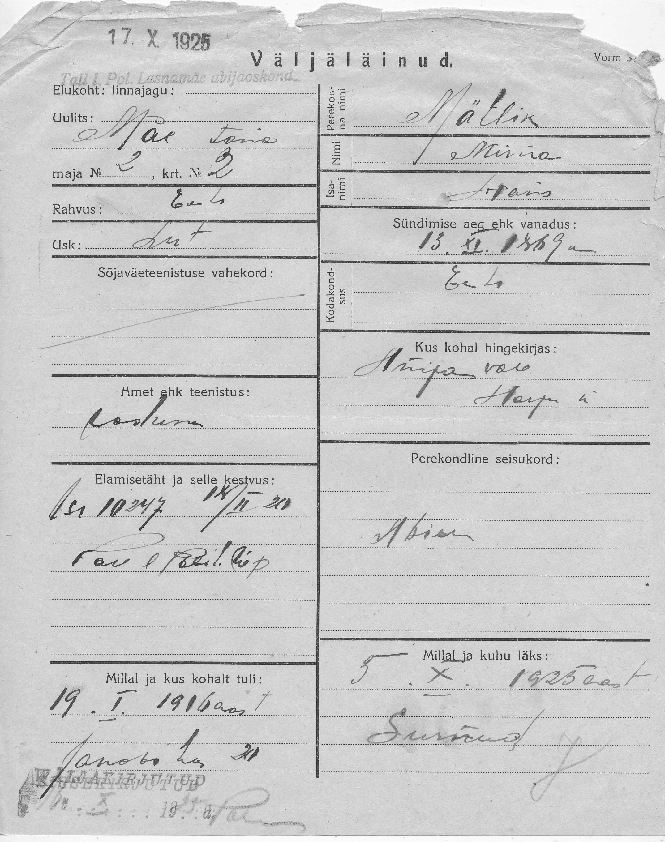 Mätlik, Minna, Hans