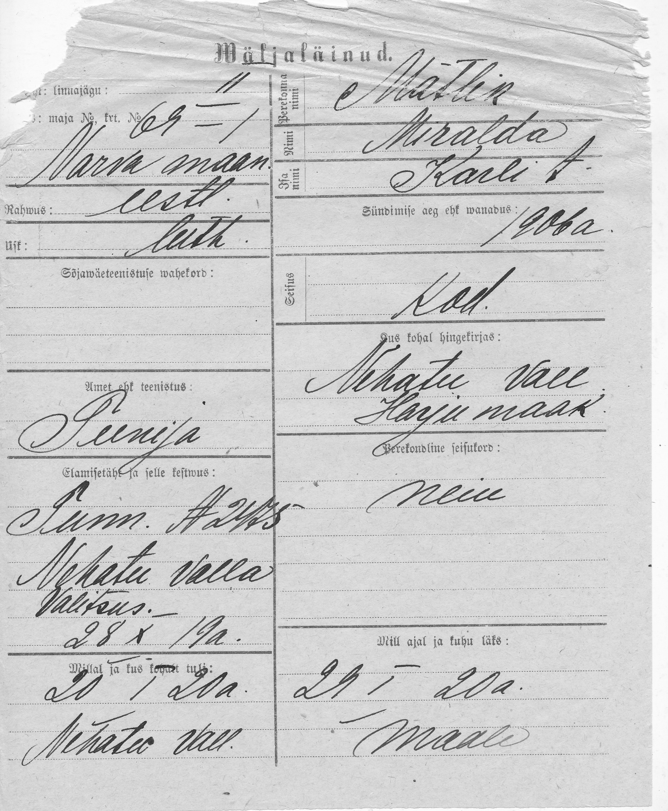 Mätlik, Miralda, Karl