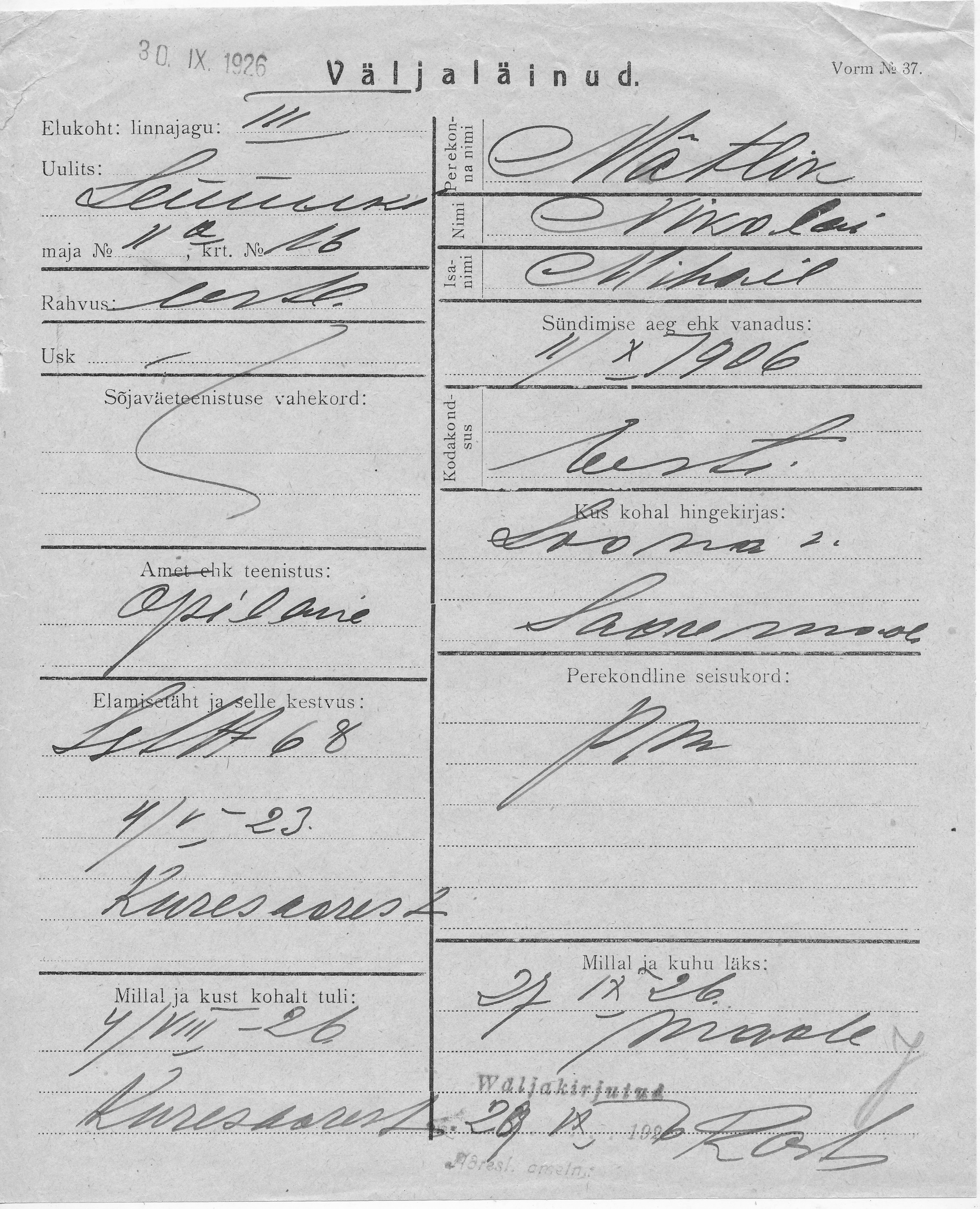 Mätlik, Nikolai, Mihail