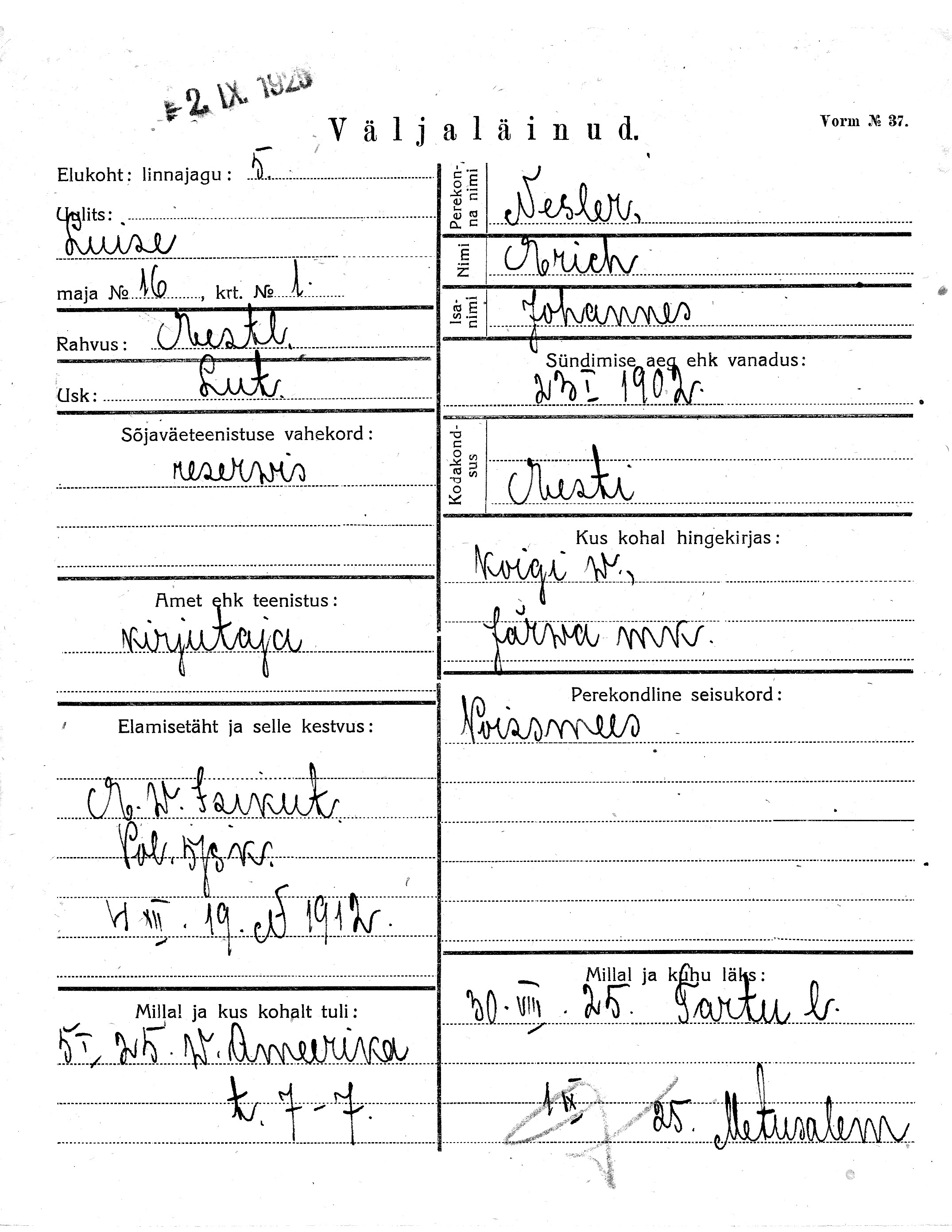 Nesler, Erich, Johannes