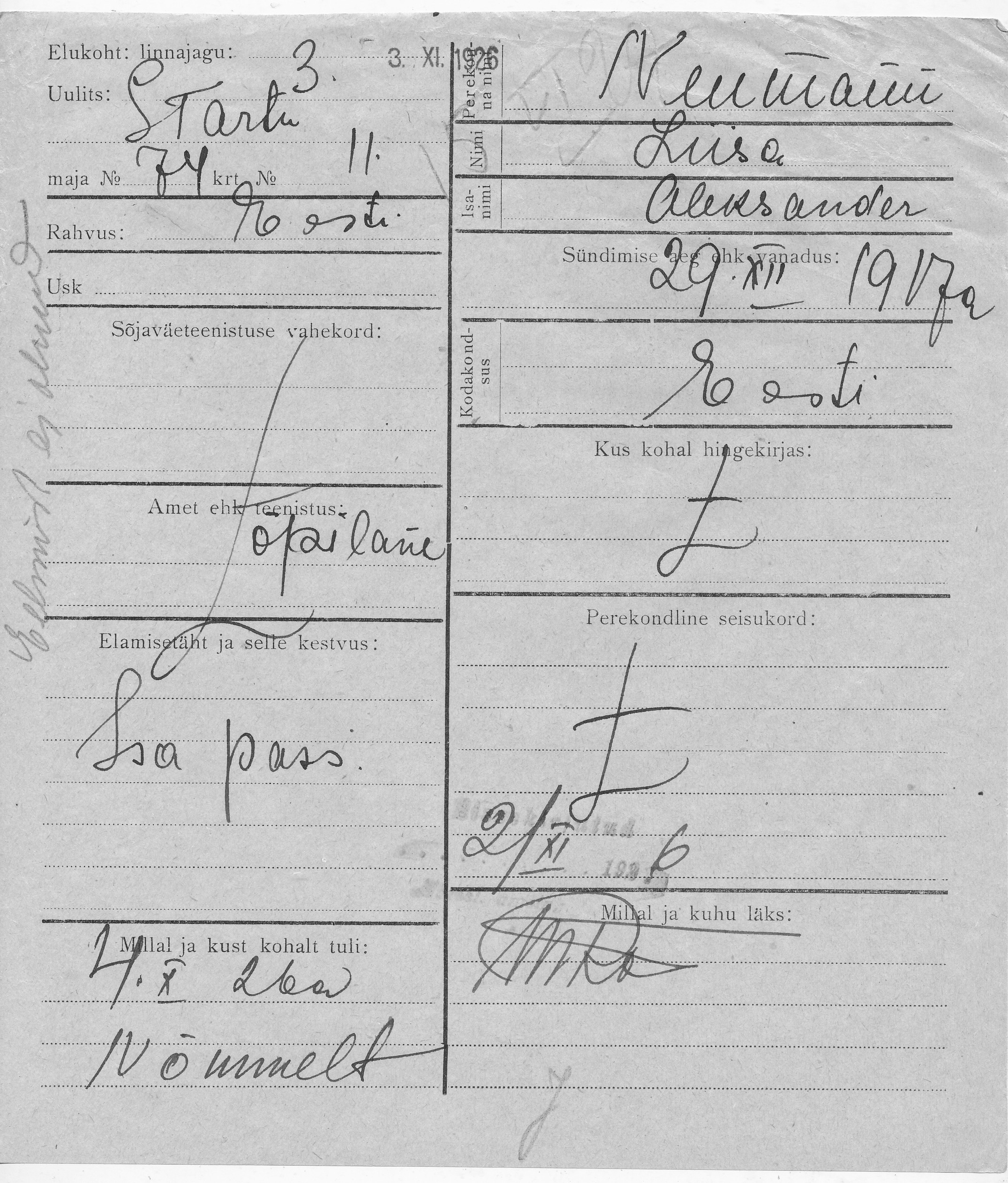 Neumann, Liisa, Aleksander