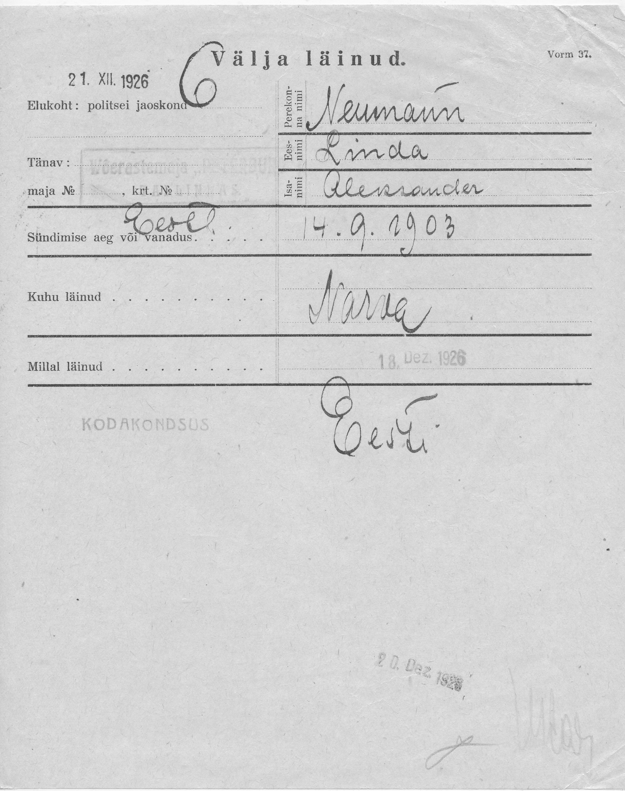 Neumann, Linda, Aleksander