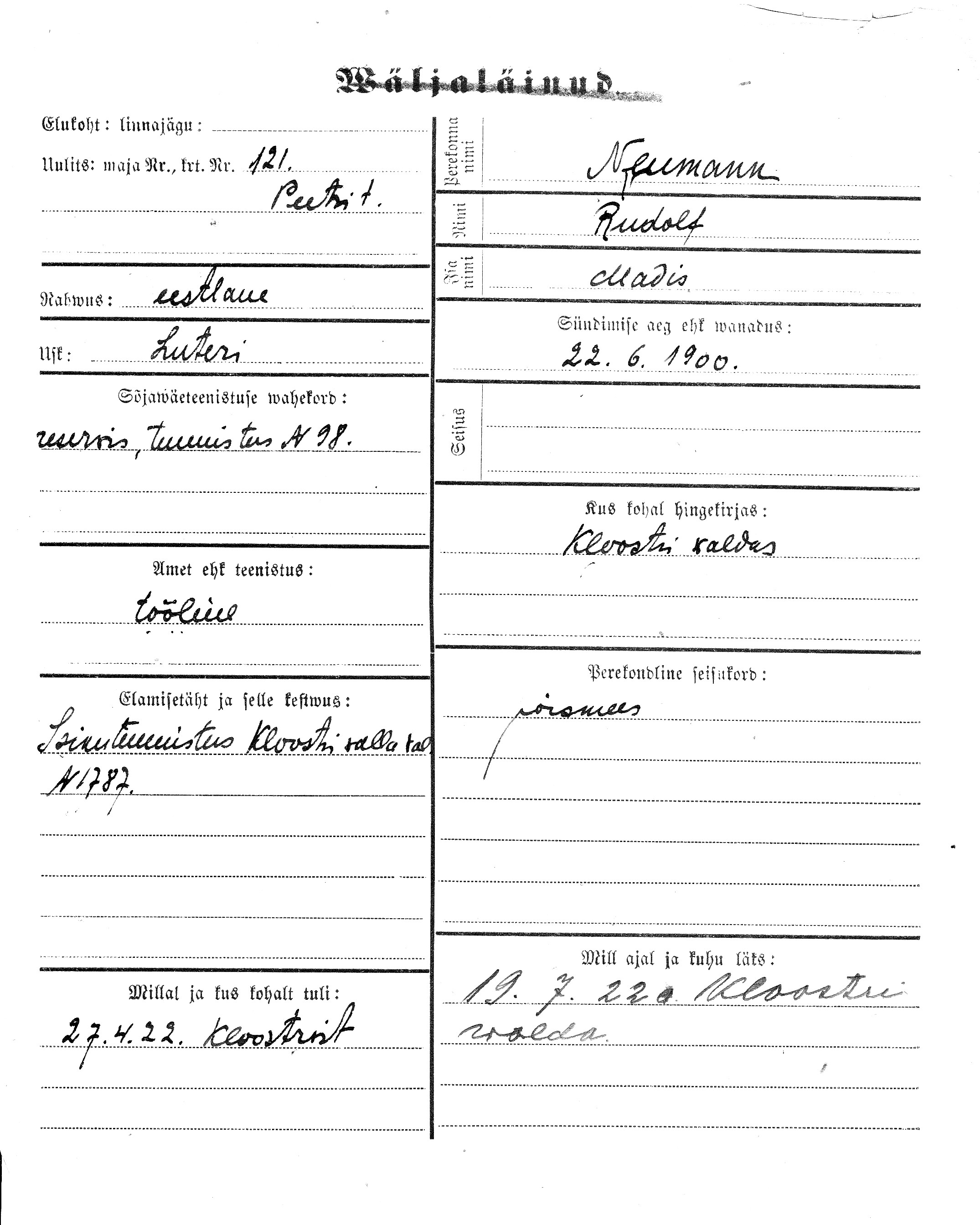 Neumann, Rudolf, Madis