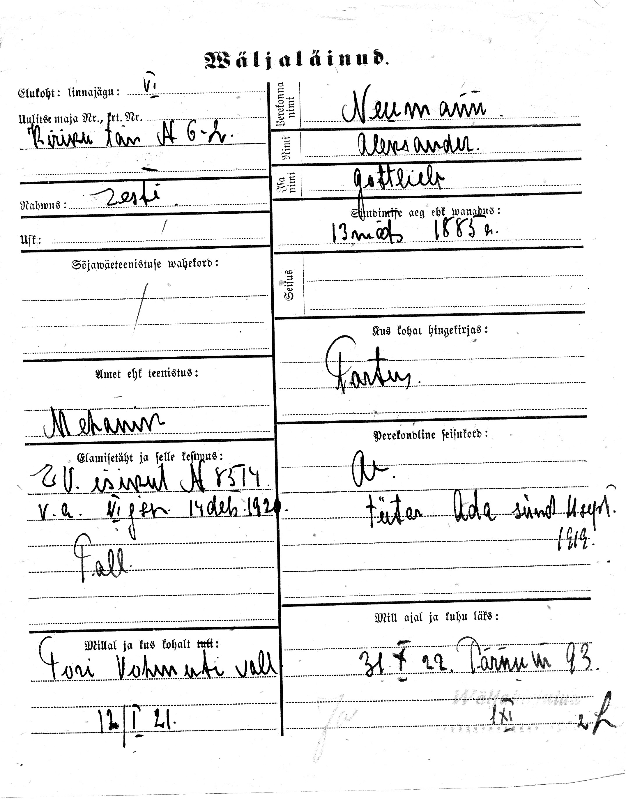 Neumann, Aleksander, Gottlieb