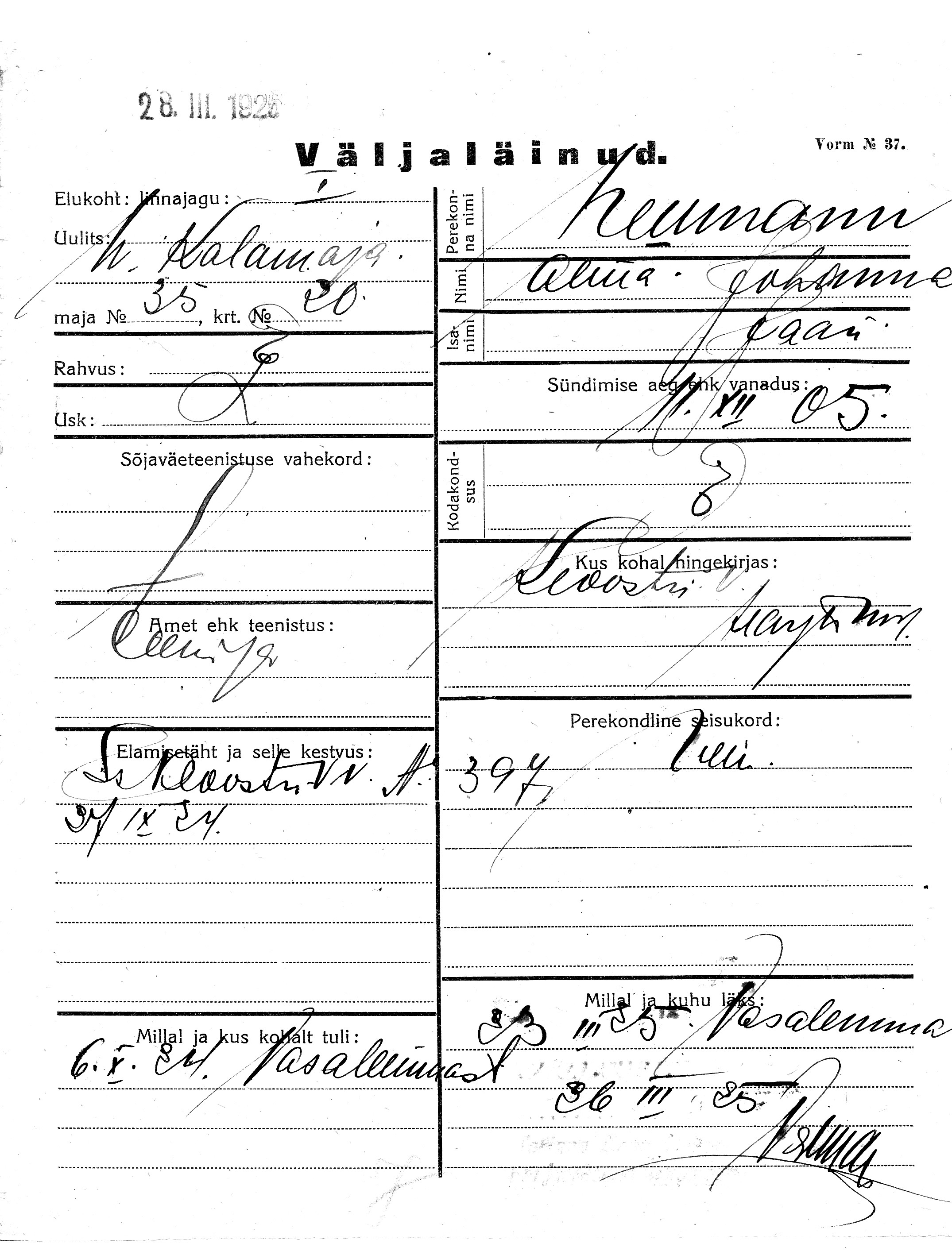 Neumann, Alma-Johanna, Jaan