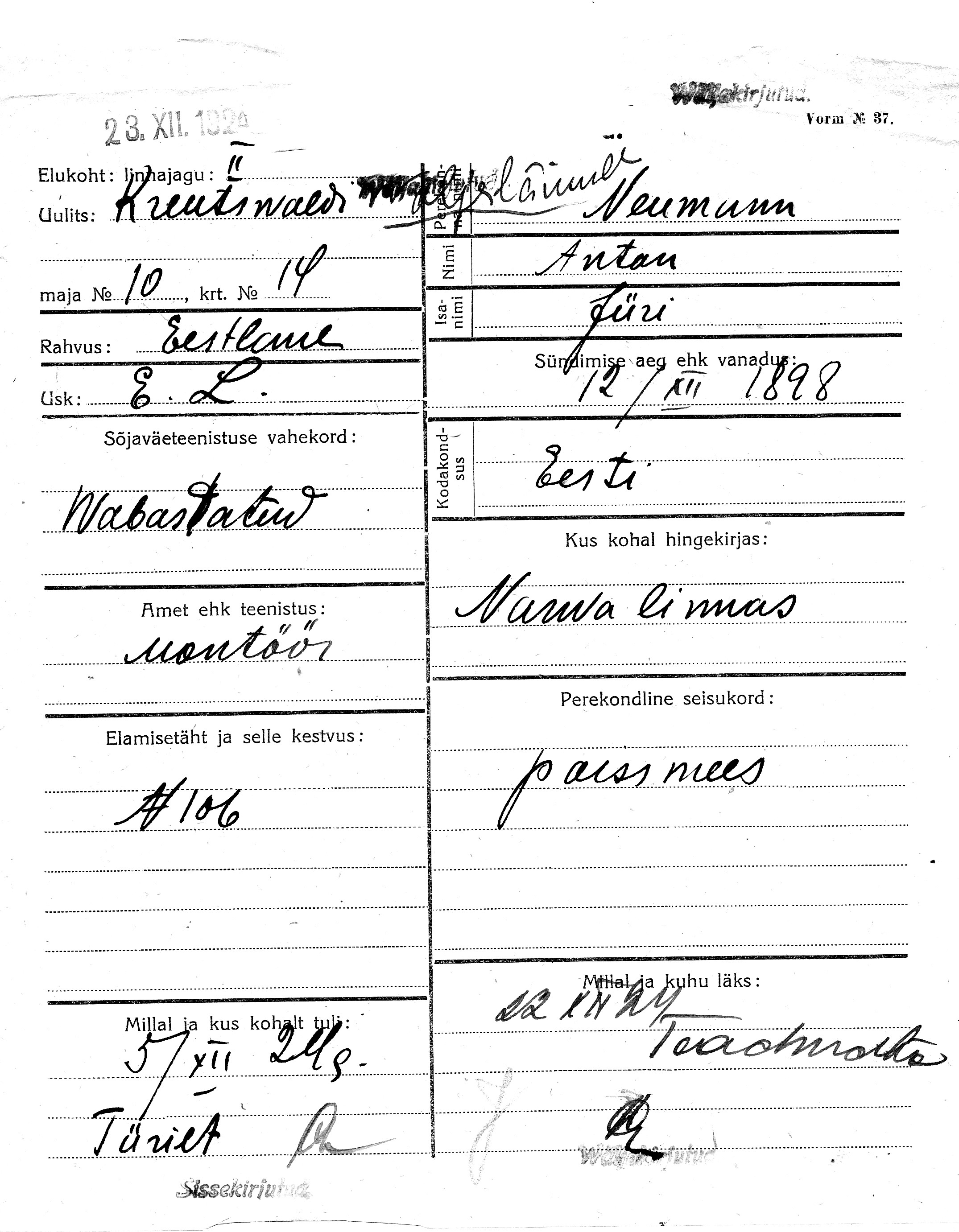 Neumann, Anton, Jüri