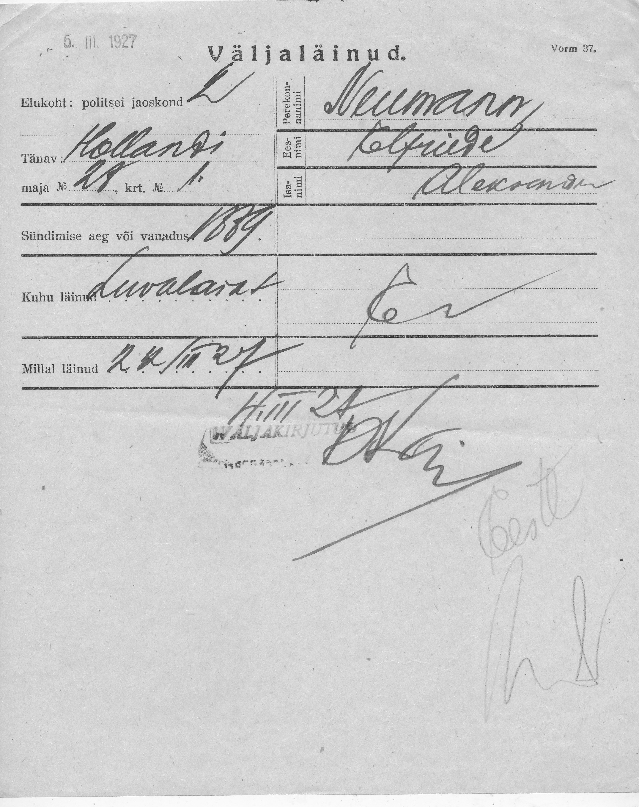 Neumann, Elfriede, Aleksander