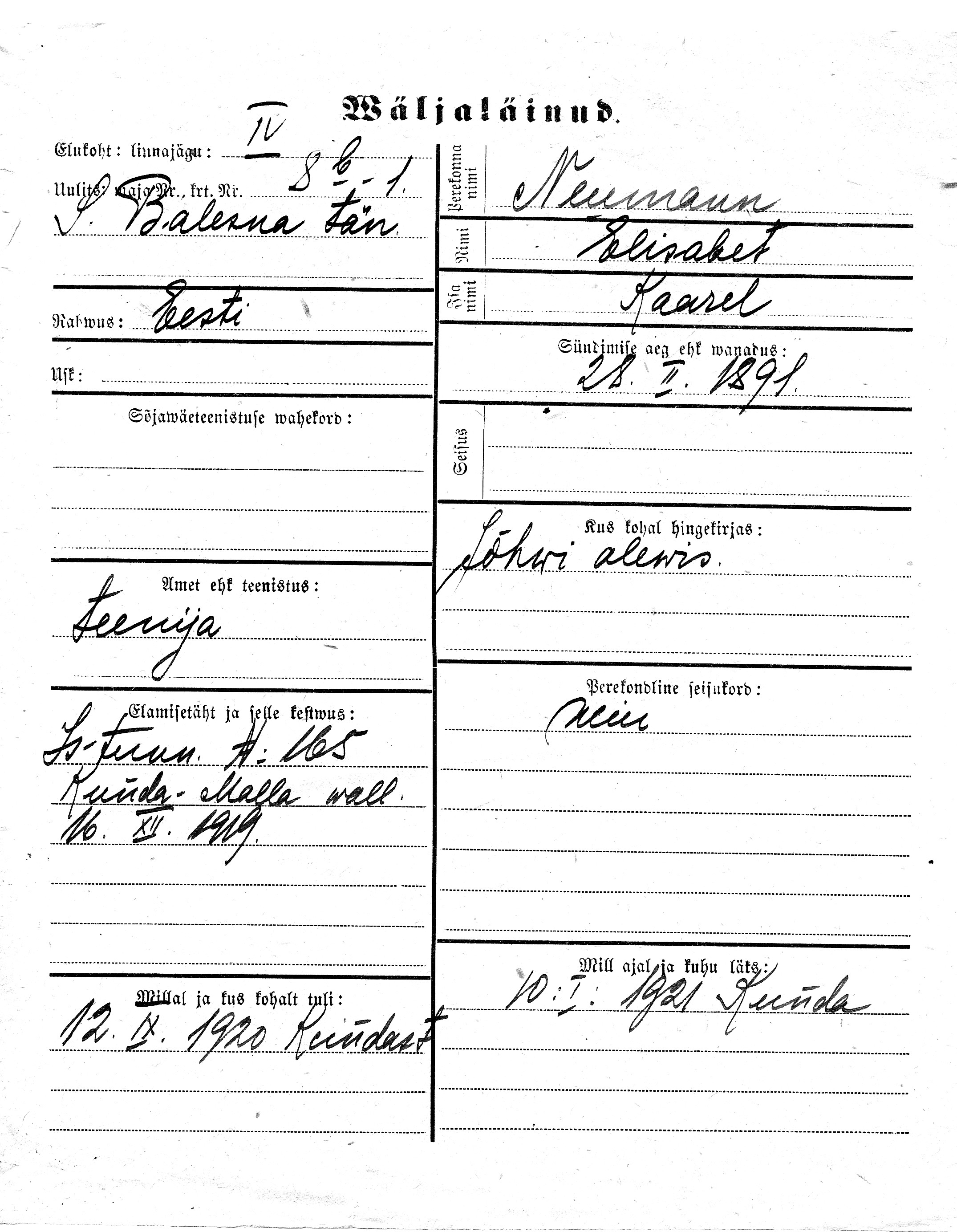 Neumann, Elisabet, Kaarel