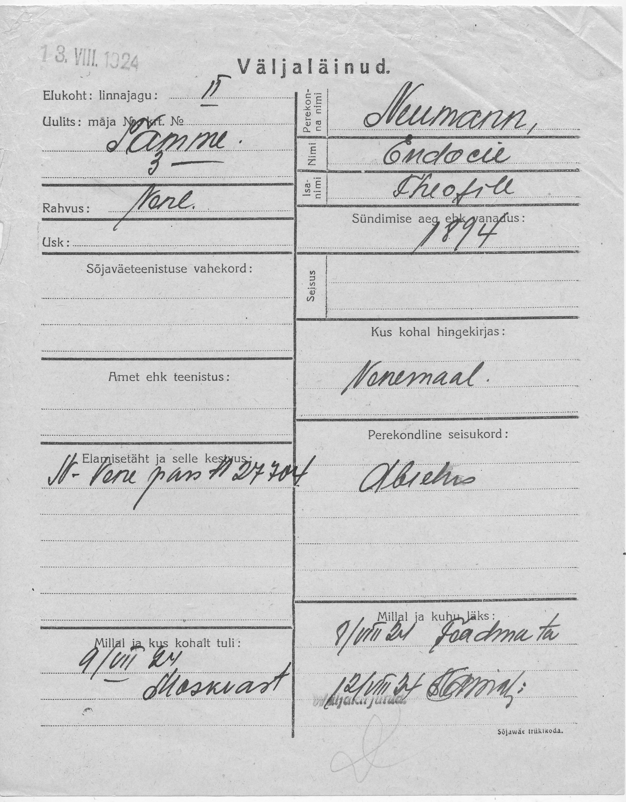 Neumann, Endocie, Theofill